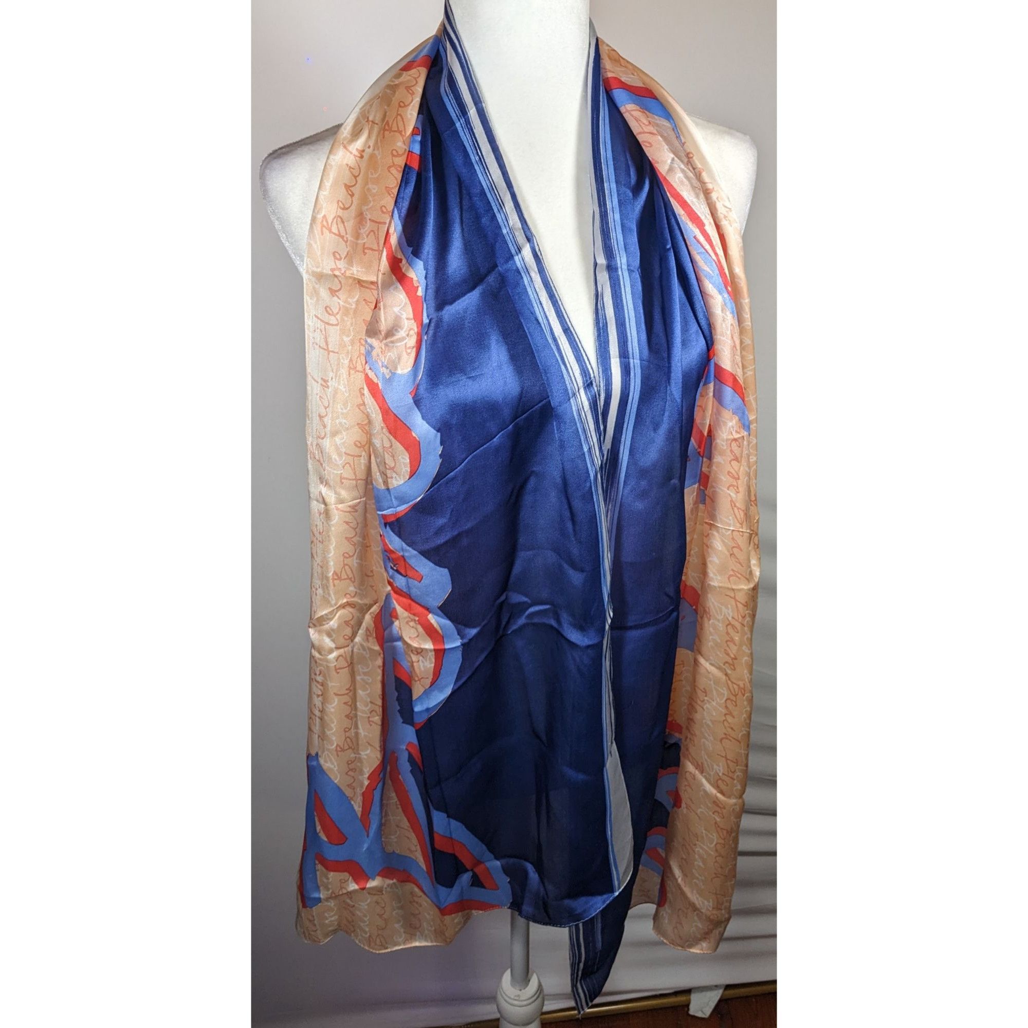 Other Vintage 90s Beach Please Max Studios Silk Scarf Size ONE SIZE - 6 Thumbnail