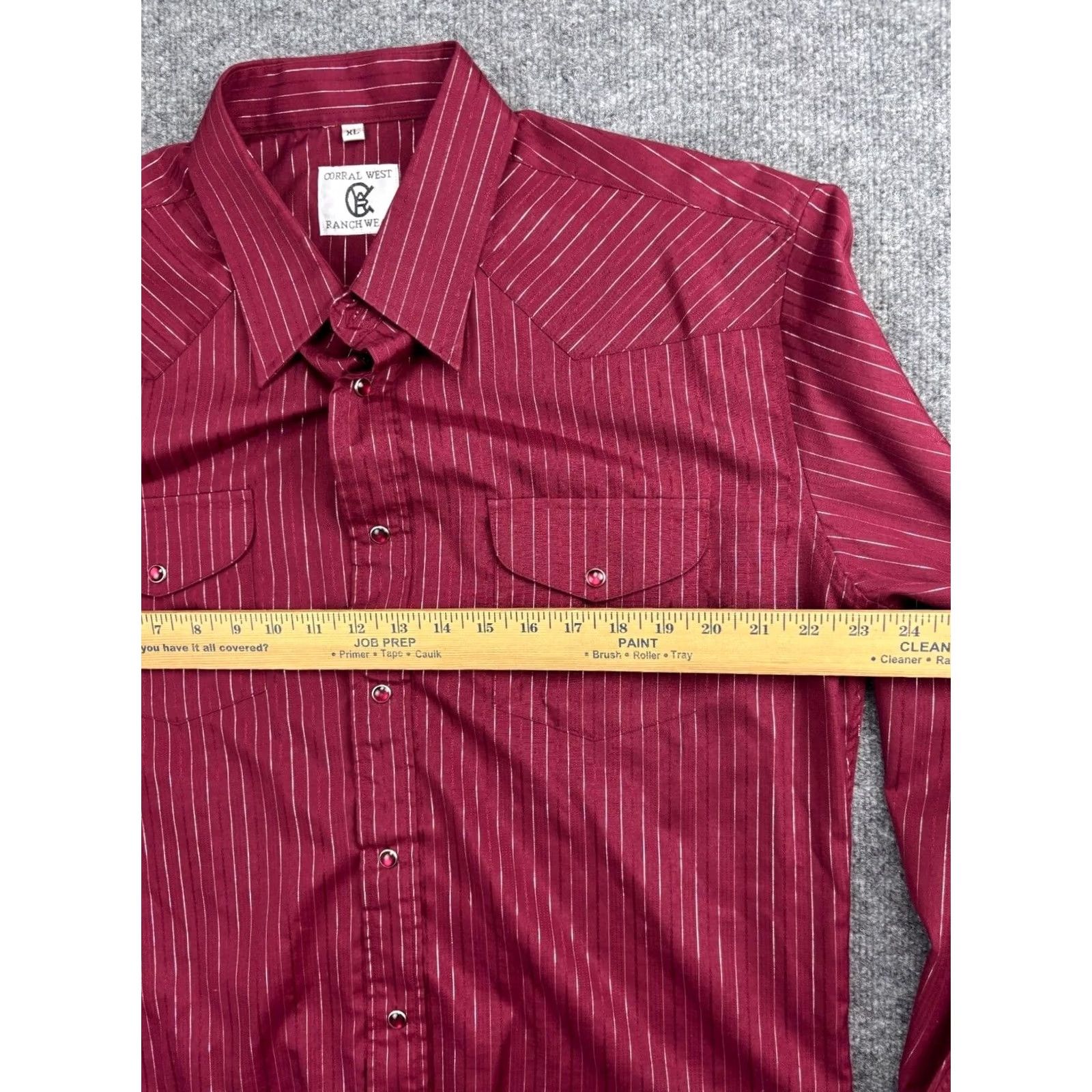 Vintage VINTAGE Corral West Ranchwear Western Shirt Men's XL Red Striped Pearl Snap Cowboys 90s Western Mens XL Red Size US XL / EU 56 / 4 - 5 Thumbnail