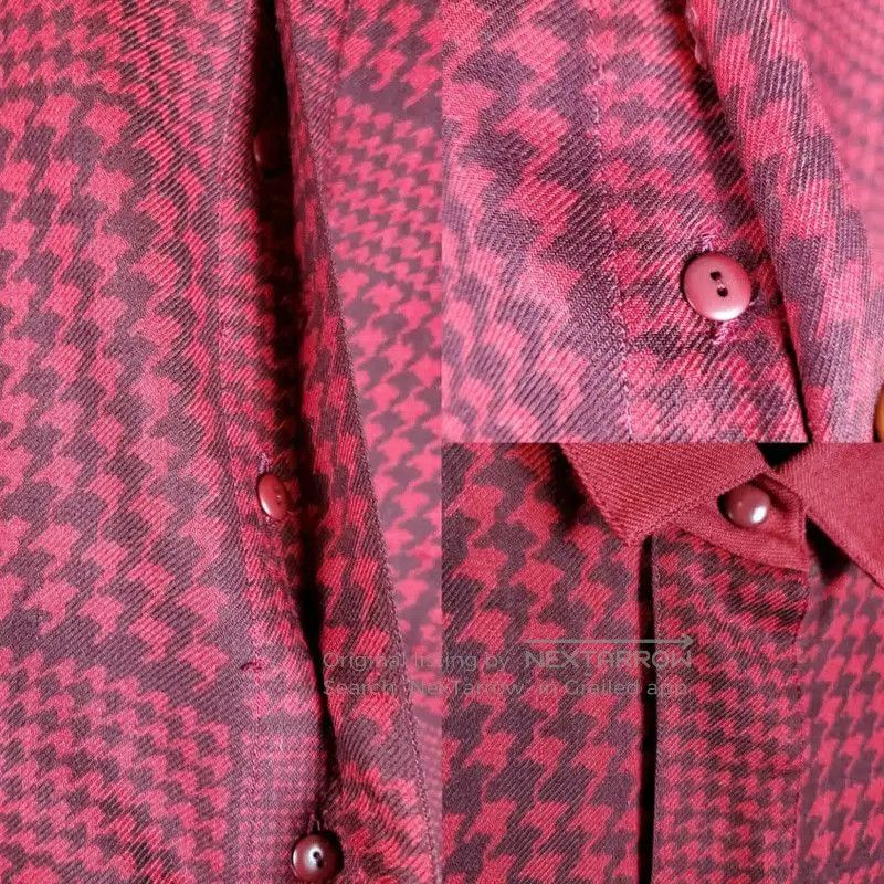 Dior Dior Red Houndstooth Wool Blend Short Sleeve Shirt . Size US M / EU 48-50 / 2 - 8 Thumbnail