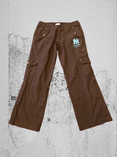 New York Yankees VINTAGE MLB NY Yankees Cargo FLARED Pants STREETWEAR Size 34" / US 12 / IT 48 - 1 Thumbnail