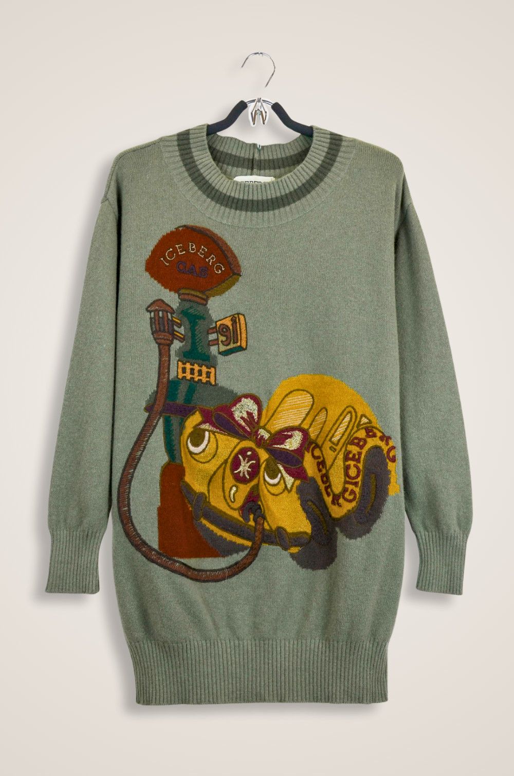 Iceberg Iceberg 1990 Wool Angora Graphic Knit Sweater - Size L Size L / US 10 / IT 46 - 1 Thumbnail