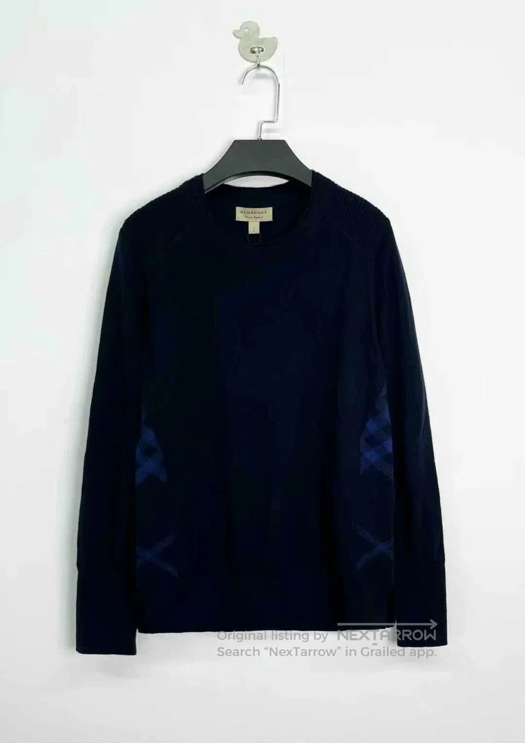 Burberry navy blue checkered knit sweater by Burberry. Size US S / EU 44-46 / 1 - 1 Thumbnail