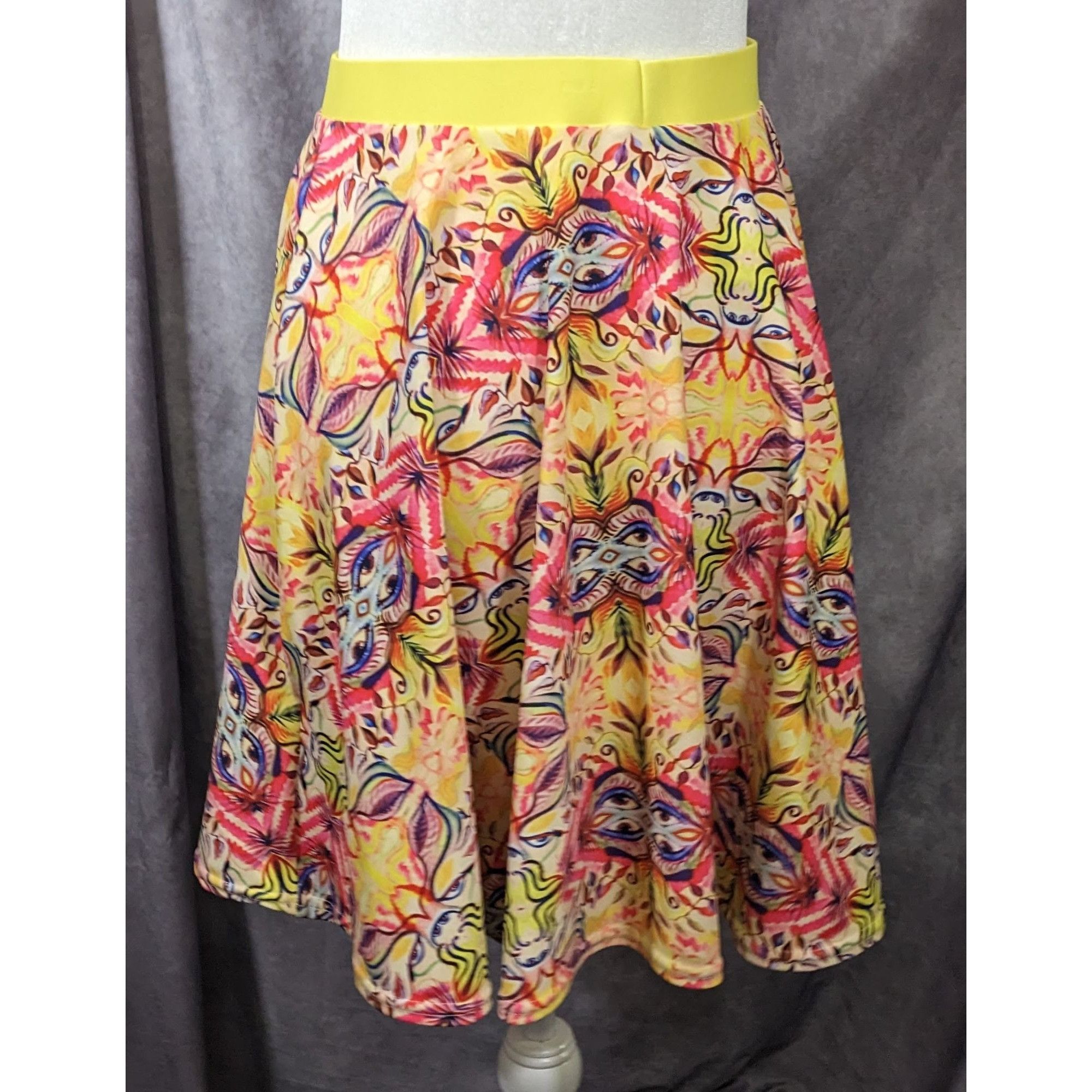 Other The Pastel Abstract Yellow And Pink Skater Skirt Size Medium Size 26" / US 2 / IT 38 - 6 Thumbnail