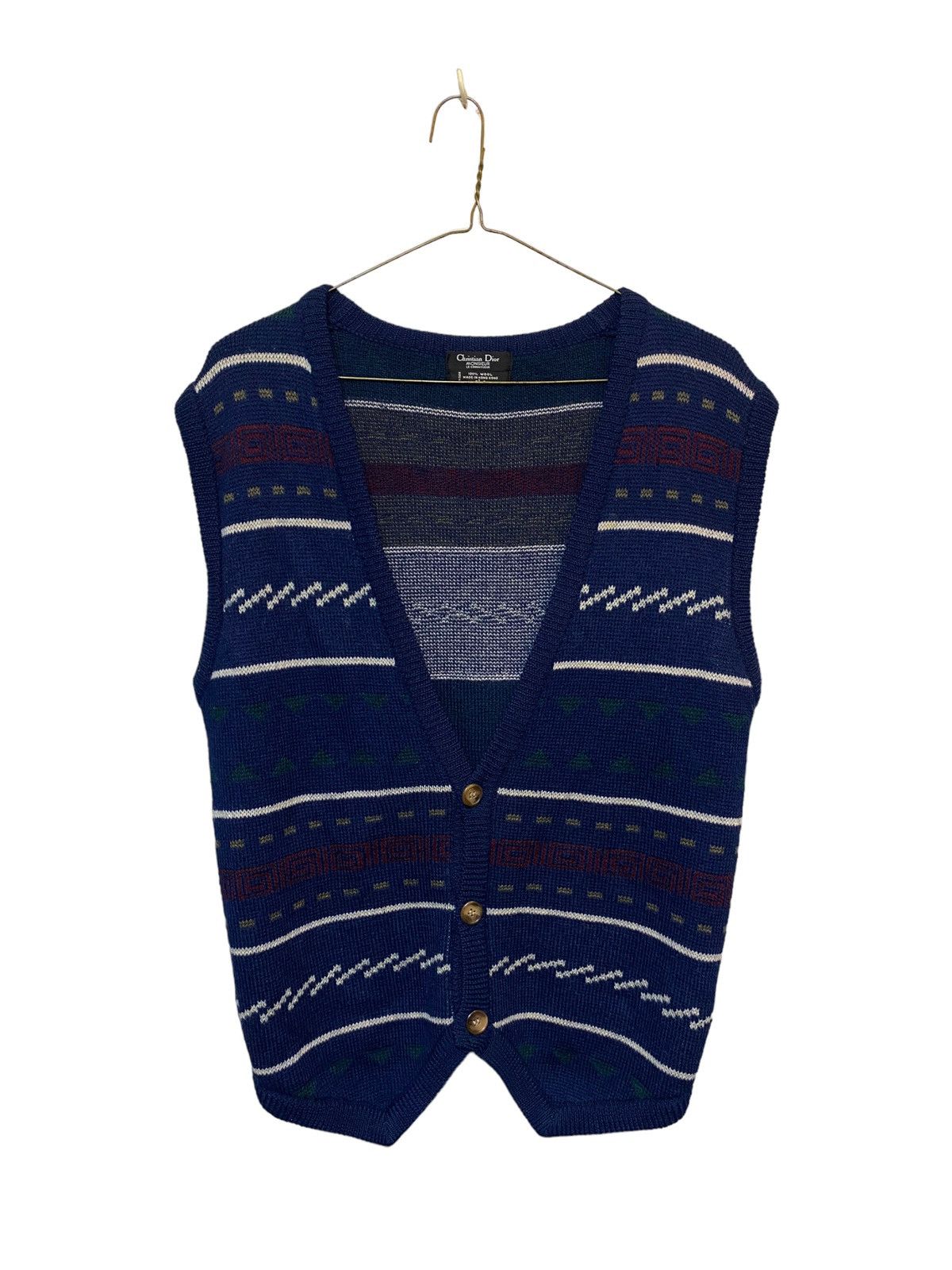 Vintage Christian Dior Wool Fair Isle Sweater Vest