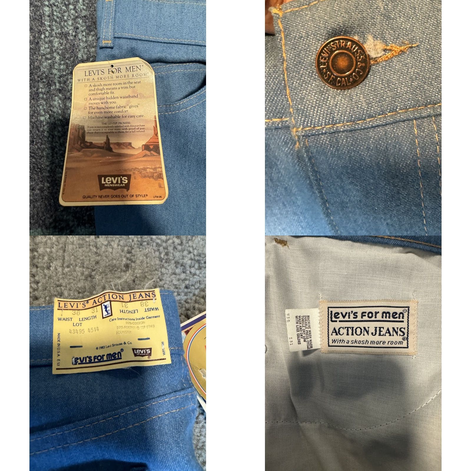 Levi's VINTAGE Levi’s Jeans 38x31 Blue Medium Wash Straight Made In USA Mens Jeans 5-Pocket Denim Cowboy USA Regular We Size US 38 / EU 54 - 10 Thumbnail