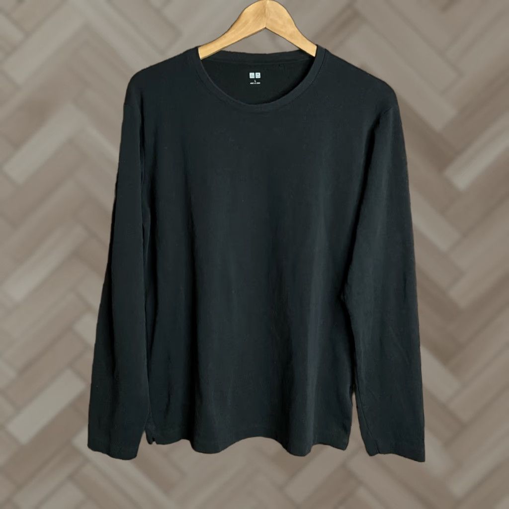 Uniqlo Uniqlo T Shirt Mens L Black Long Sleeve Crewneck Cotton Basic Casual Top Size US L / EU 52-54 / 3 - 1 Thumbnail