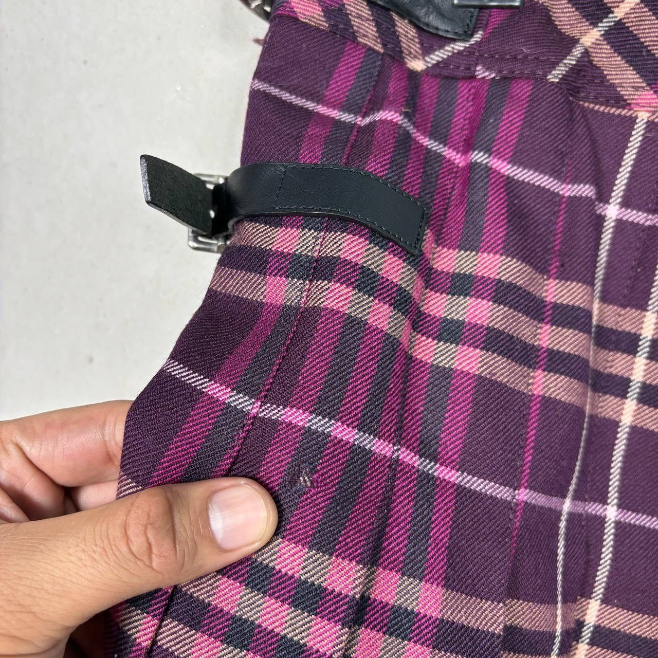 Burberry Burberry Blue Label Purple Plaid Wool Mini Kilt Skirt S 36 Size 29" - 7 Thumbnail