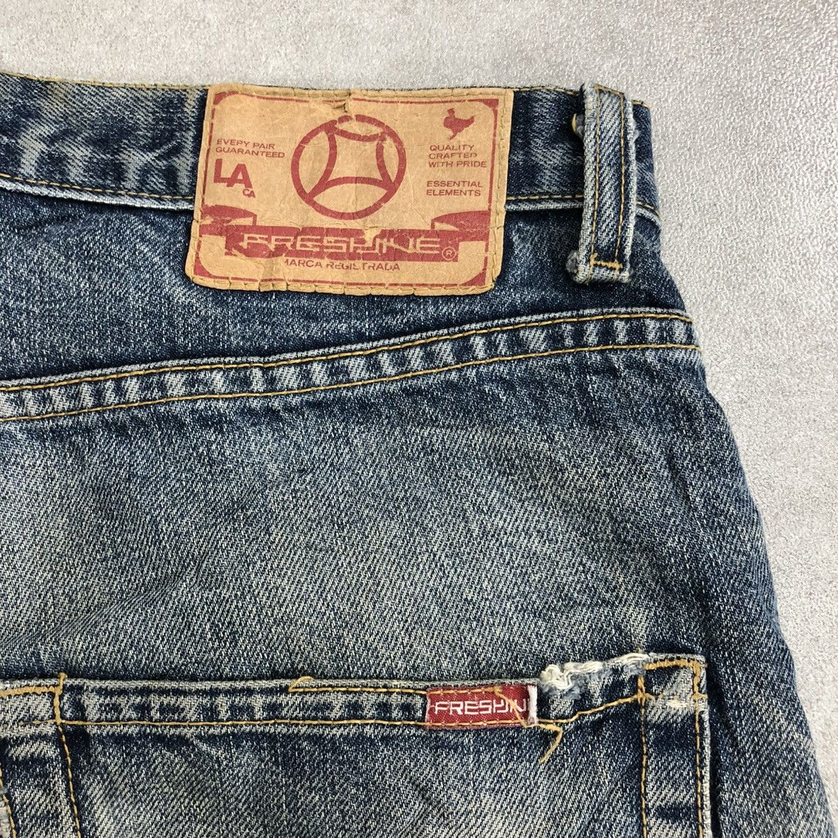 If Six Was Nine × Le Grande Bleu (L.G.B.) 🇺🇸 2000s Fresyjive Distressed Punk Custom Rework Jeans Y2K Size US 34 / EU 50 - 16 Thumbnail