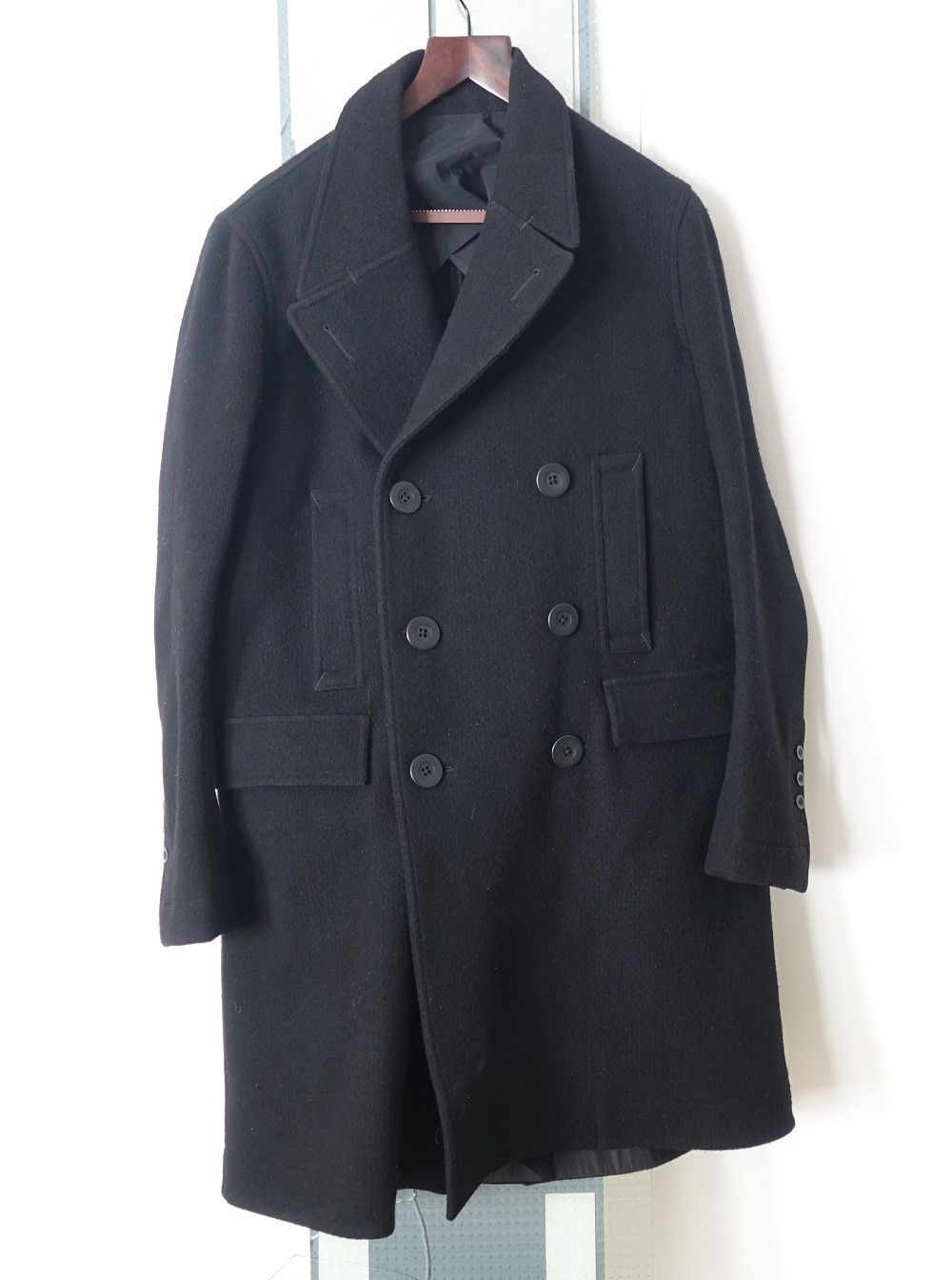 image of Rick Owens Fw15 Sphinx Church Peacoat Melton Wool in Black, Men's (Size Large)