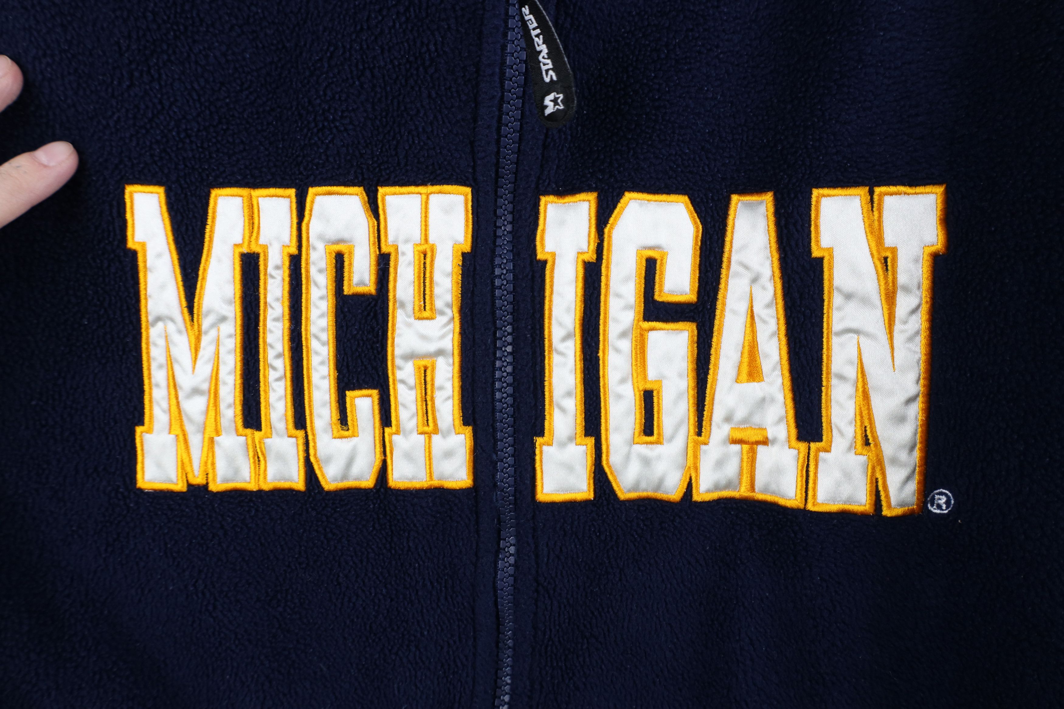 Starter Vintage 90s Starter of Michigan Full Zip Fleece Hoodie Blue Size US XL / EU 56 / 4 - 5 Thumbnail