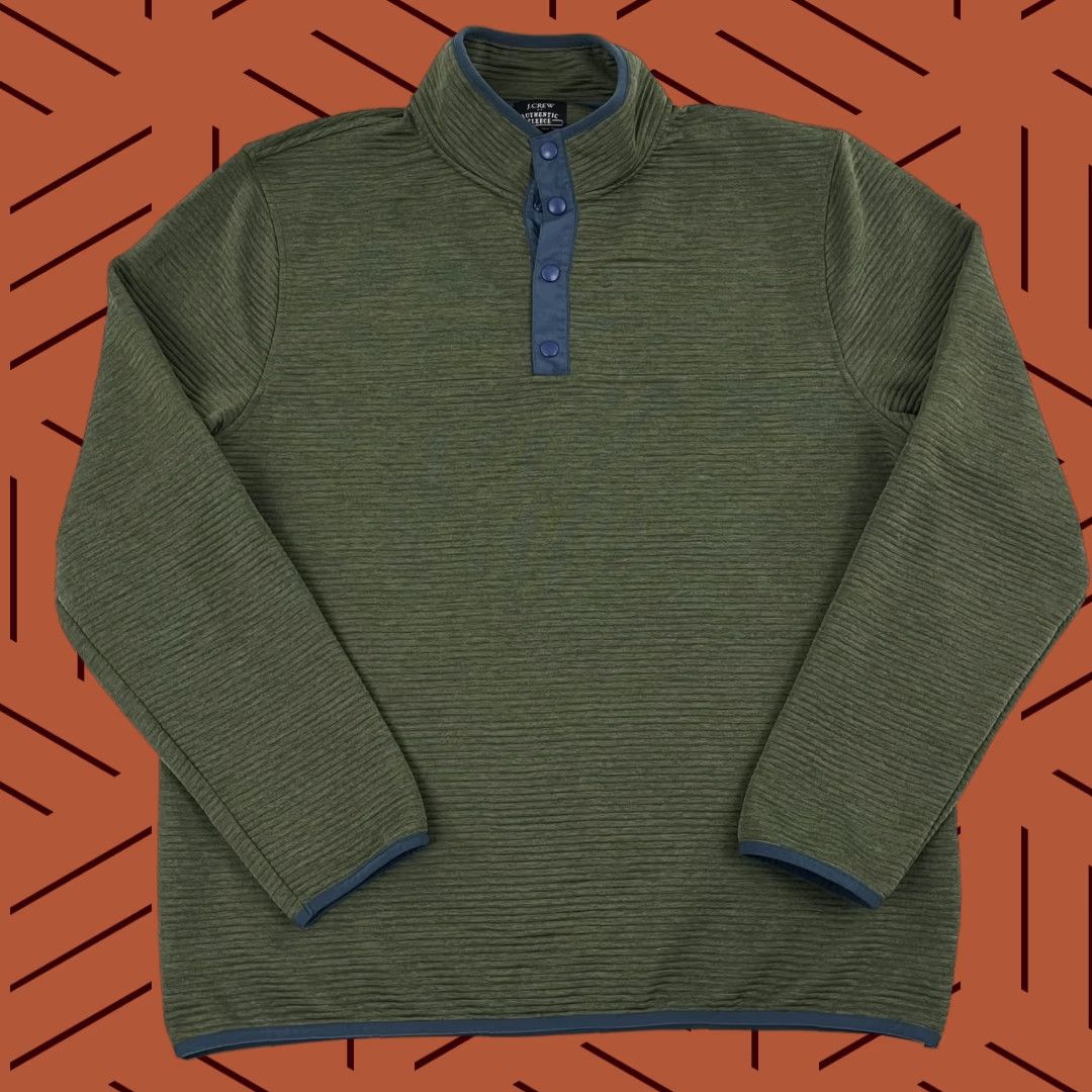 J.Crew VINTAGE J.CREW Quilted Knit Pullover Mens XL Green 1/4 Snap Preppy Casual Hiking BB725 Regular Mens Swing Tag? Size US XL / EU 56 / 4 - 1 Thumbnail