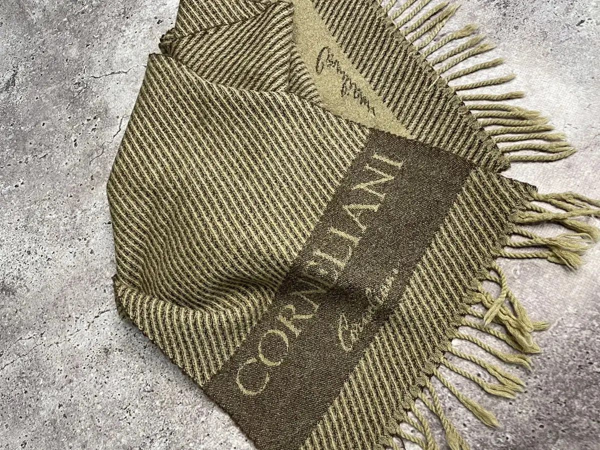 Corneliani Vintage Corneliani Striped Wool Scarf Italy Olive Brown Size ONE SIZE - 3 Thumbnail