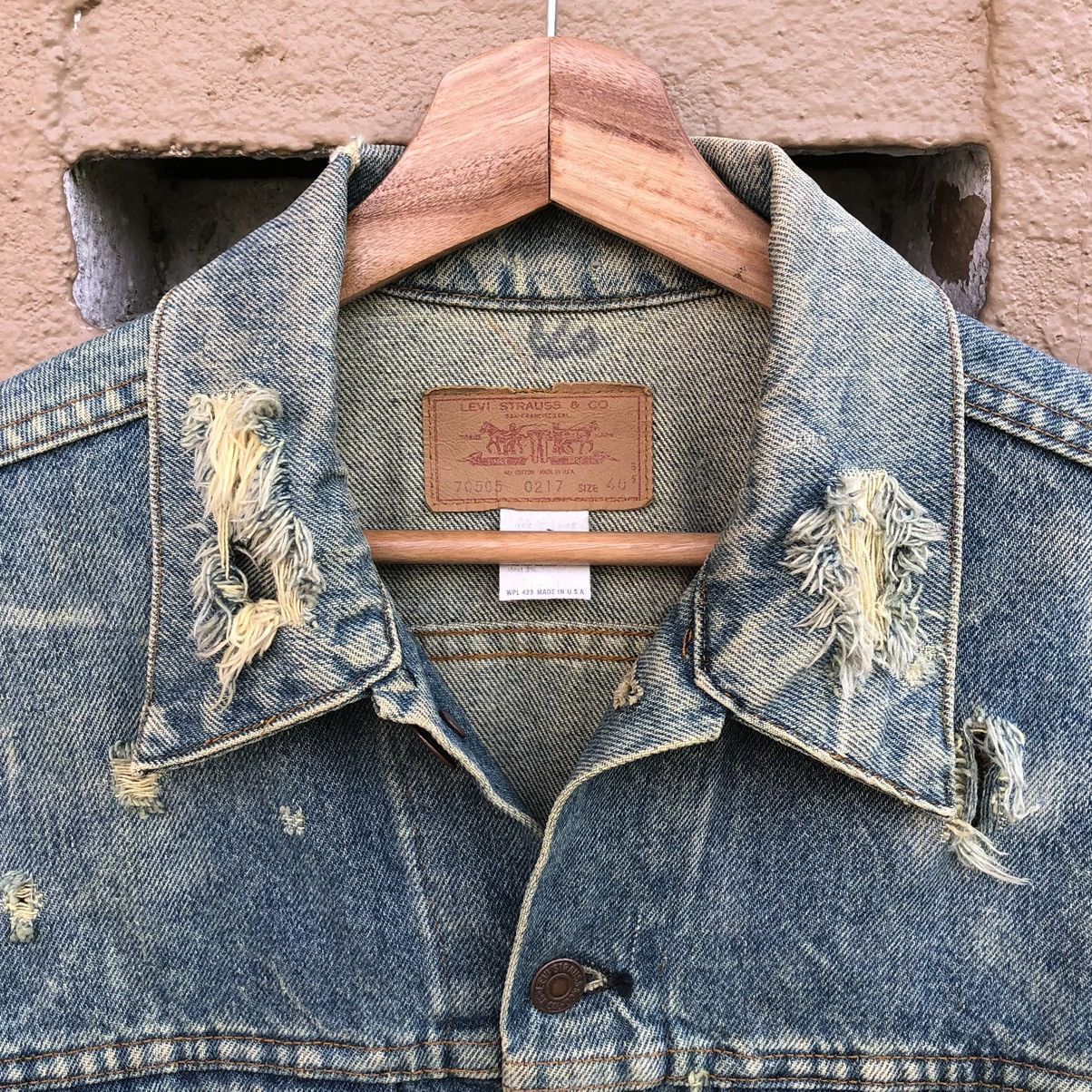 Levi's Vintage Clothing Vintage 80s Levis THRASHED Trucker Jacket Made In USA 🇺🇸 Size US M / EU 48-50 / 2 - 11 Thumbnail