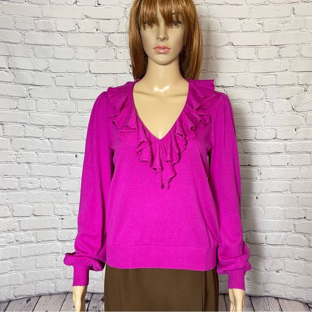 Ralph Lauren NWT New $125 Ralph Lauren Pink Ruffle-Trim Jersey Sweater S Size S / US 4 / IT 40 - 3 Thumbnail