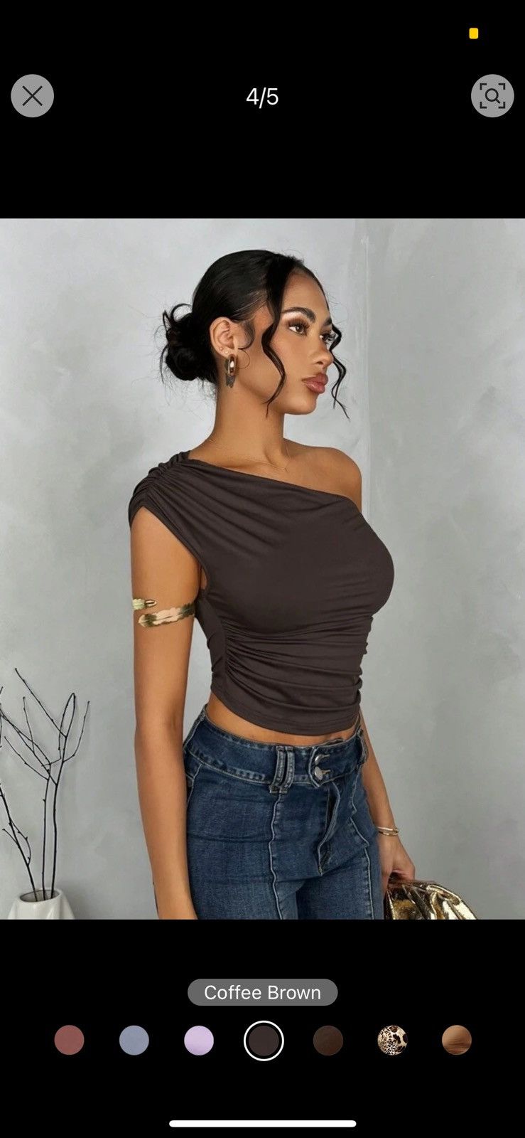 Shein Brown off the shoulder tank Size S / US 4 / IT 40 - 2 Thumbnail