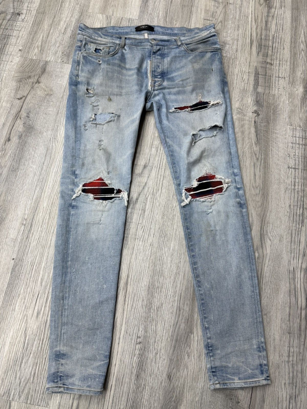 Amiri Amiri MX1 - Red Plaid Flannel Patched Size US 34 / EU 50 - 1 Thumbnail