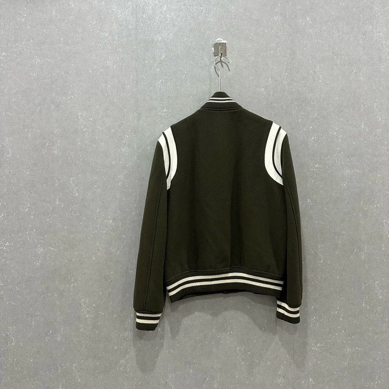 saint laurent green baseball collar jacket