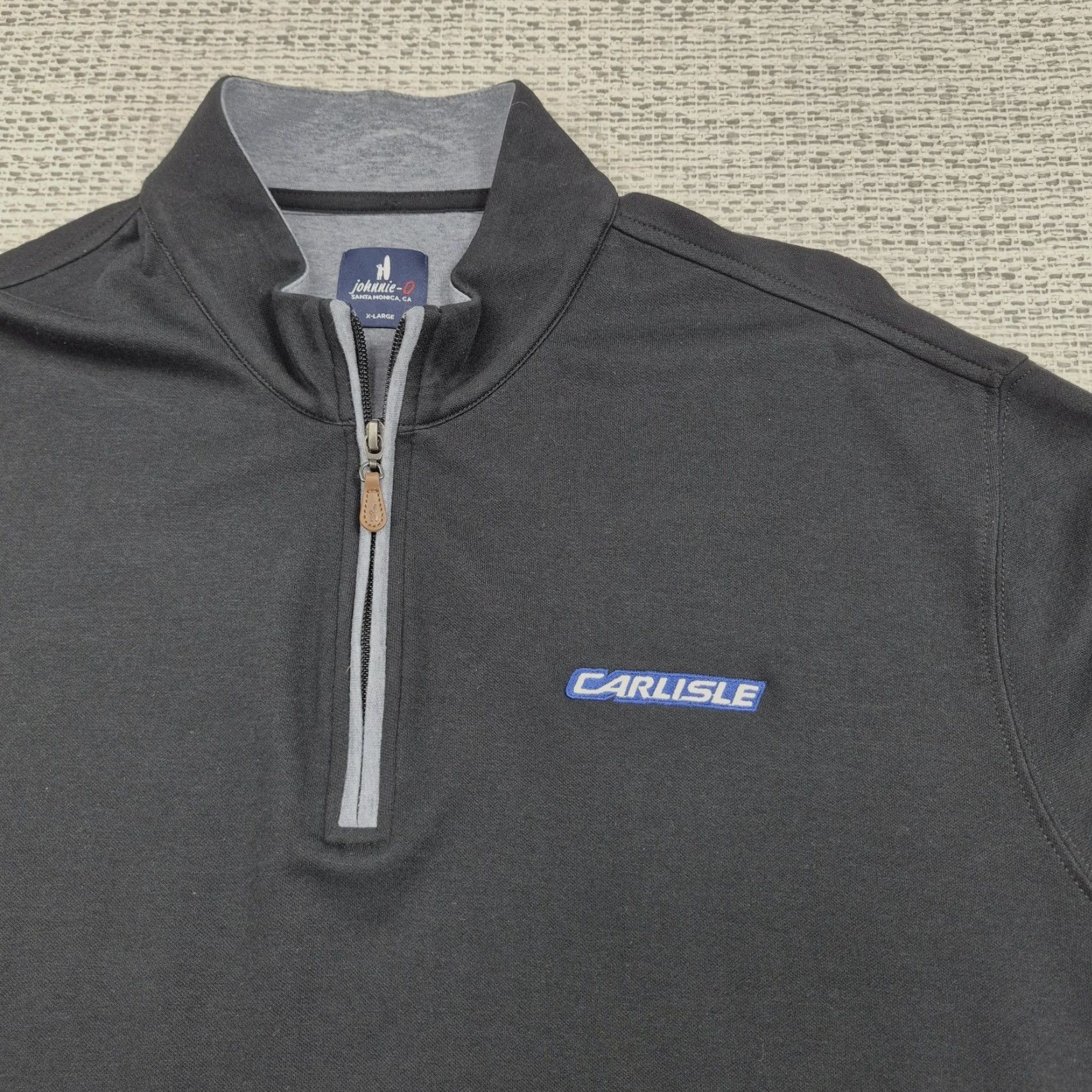 johnnie-O johnnie-O Pullover Mens XL Black 1/4 Zip Mock Neck Logo Sweatshirt Size US XL / EU 56 / 4 - 5 Thumbnail