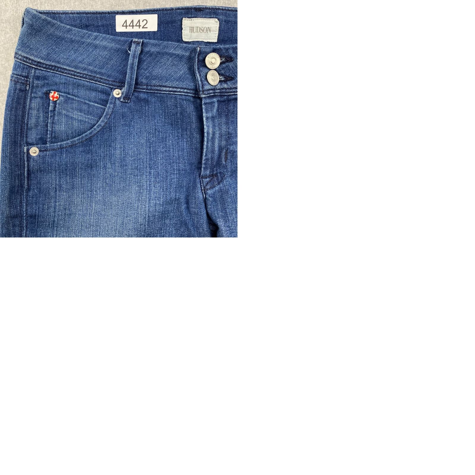 Hudson Hudson Jeans Womens Flap Skinny Ankle 26 Blue Distressed Stretch Denim Regular Size 26" / US 2 / IT 38 - 10 Thumbnail