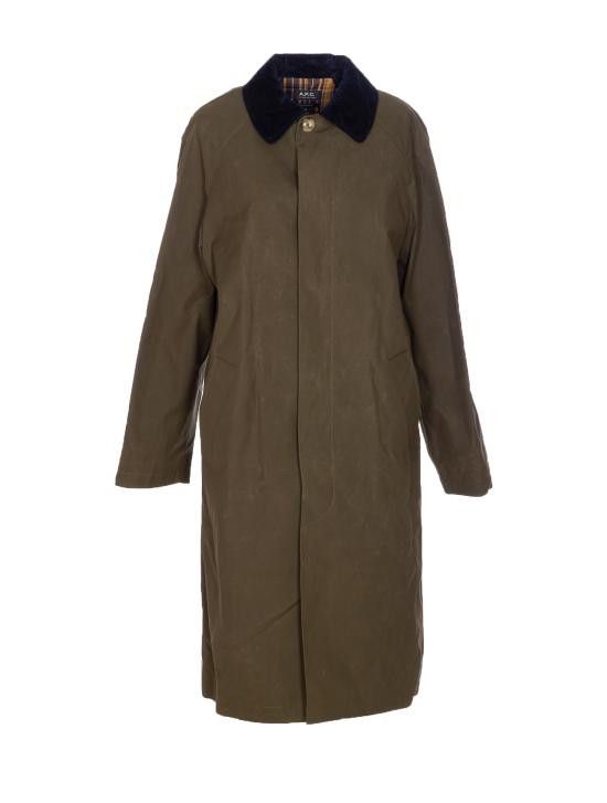 コート A.P.C. Woman Coat Green COHILM01548 JAC Green corduroy-collar coat A.P.C. - women - A.P.C.