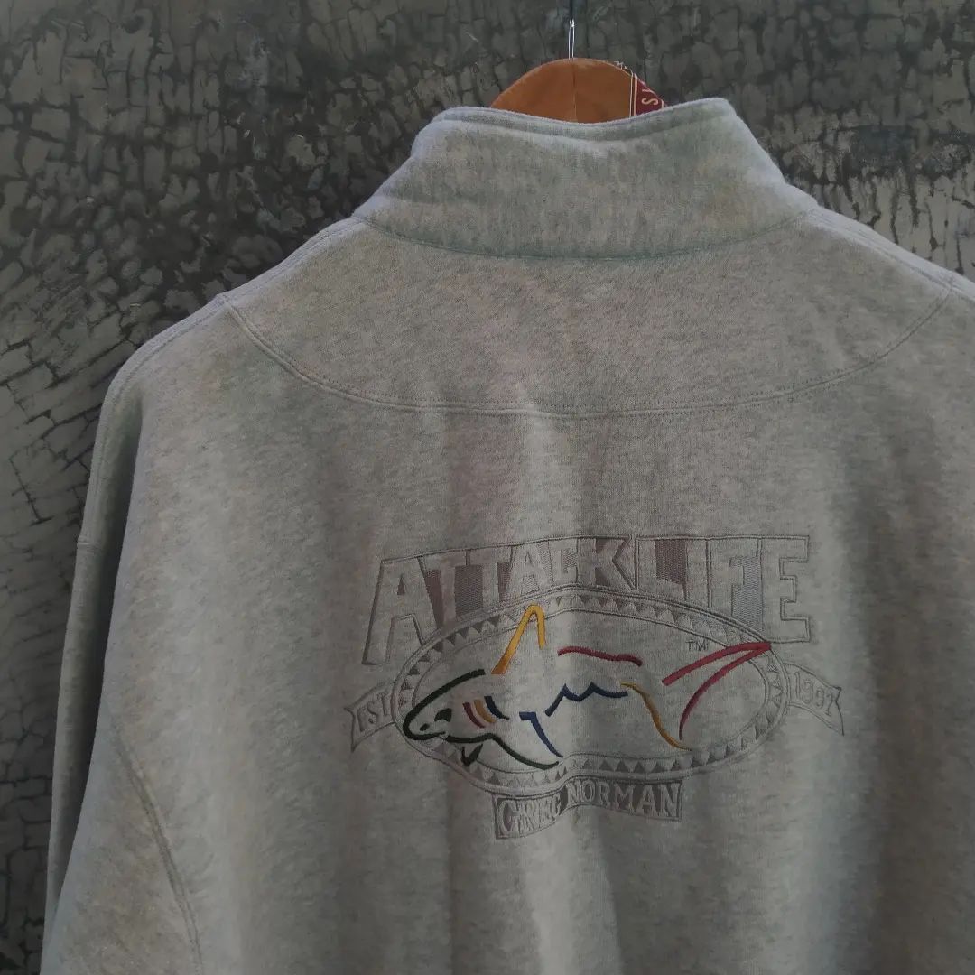 image of Greg Norman Classic Shark Attack Life Halfzip Jacket in Grey, Men's (Size Medium)