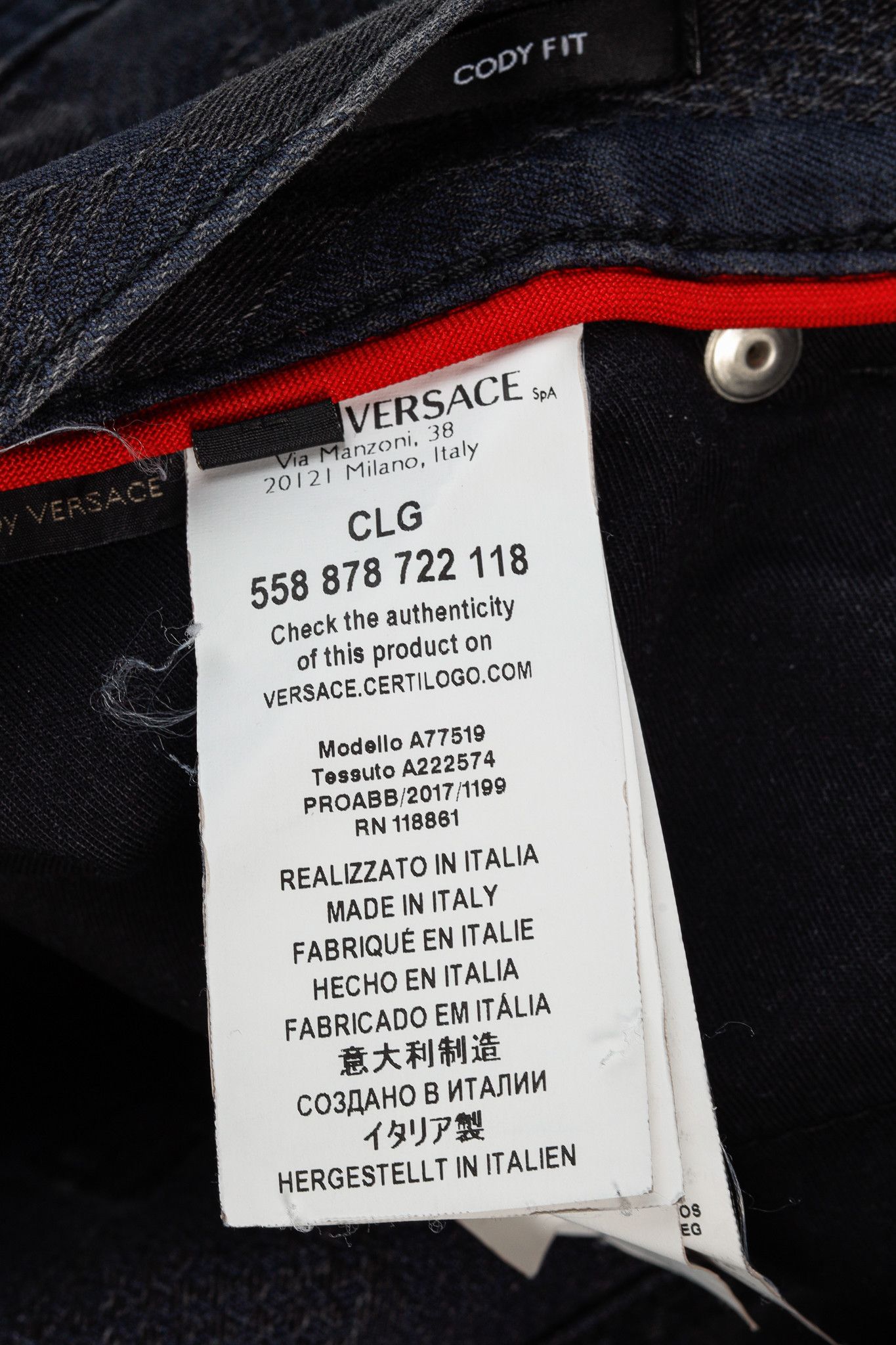 Versace Versace Cody Navy & Black Jacquard Slim-Fit Jeans Size 36" / US 14 / IT 50 - 17 Thumbnail