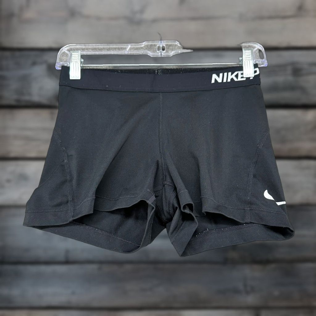 Nike Nike Shorts Womens M Black Pro Spellout Compression Gym Yoga Dri Fit Logo Size 32" / US 10 / IT 46 - 1 Thumbnail