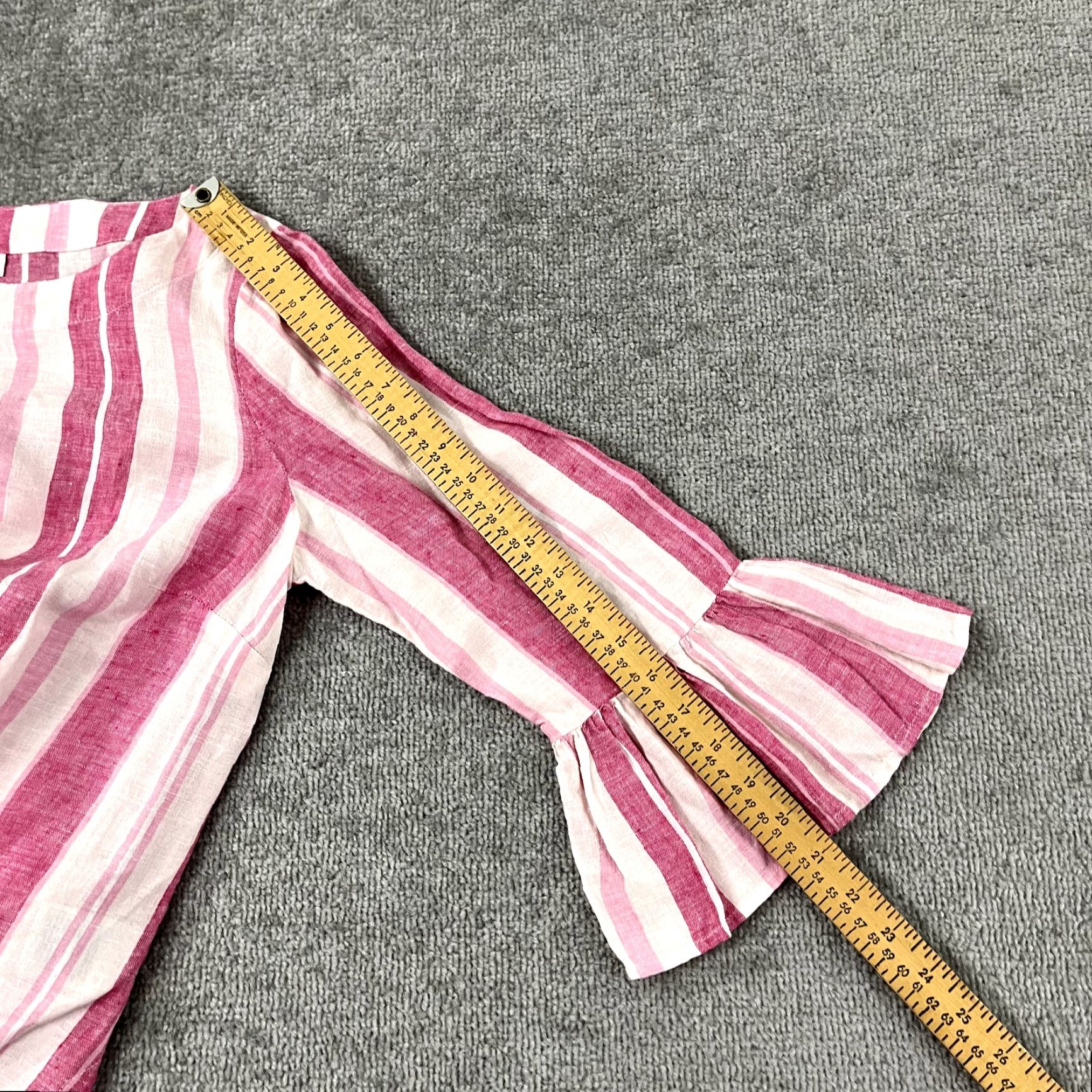 Charter Club CHARTER CLUB Shirt Womens Small Pink White Striped 100% Linen Blouse Top Ruffle Size S / US 4 / IT 40 - 6 Thumbnail