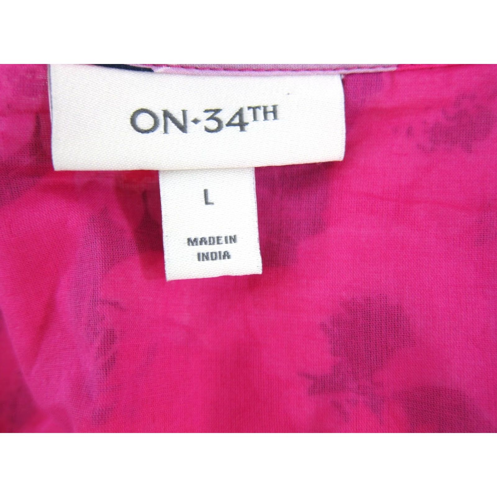 Pinko ON 34Th Maxi Dress 3/4 Sleeve V-Neck Floral 100% Cotton Pink Blue Red Large Dress Womens Size L / US 10 / IT 46 - 3 Thumbnail