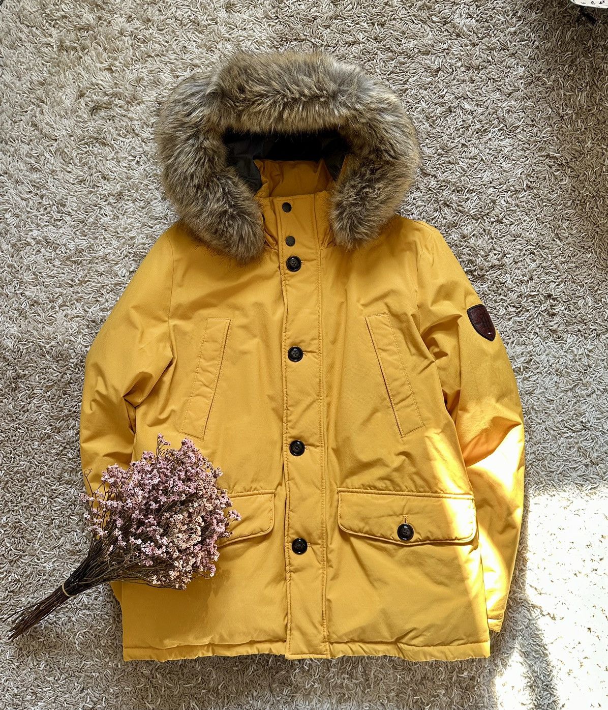 image of Bomber Jacket x Tommy Hilfiger Down & Nylon Puffer Parka Jacket Winter in Yellow, Men's (Size Large