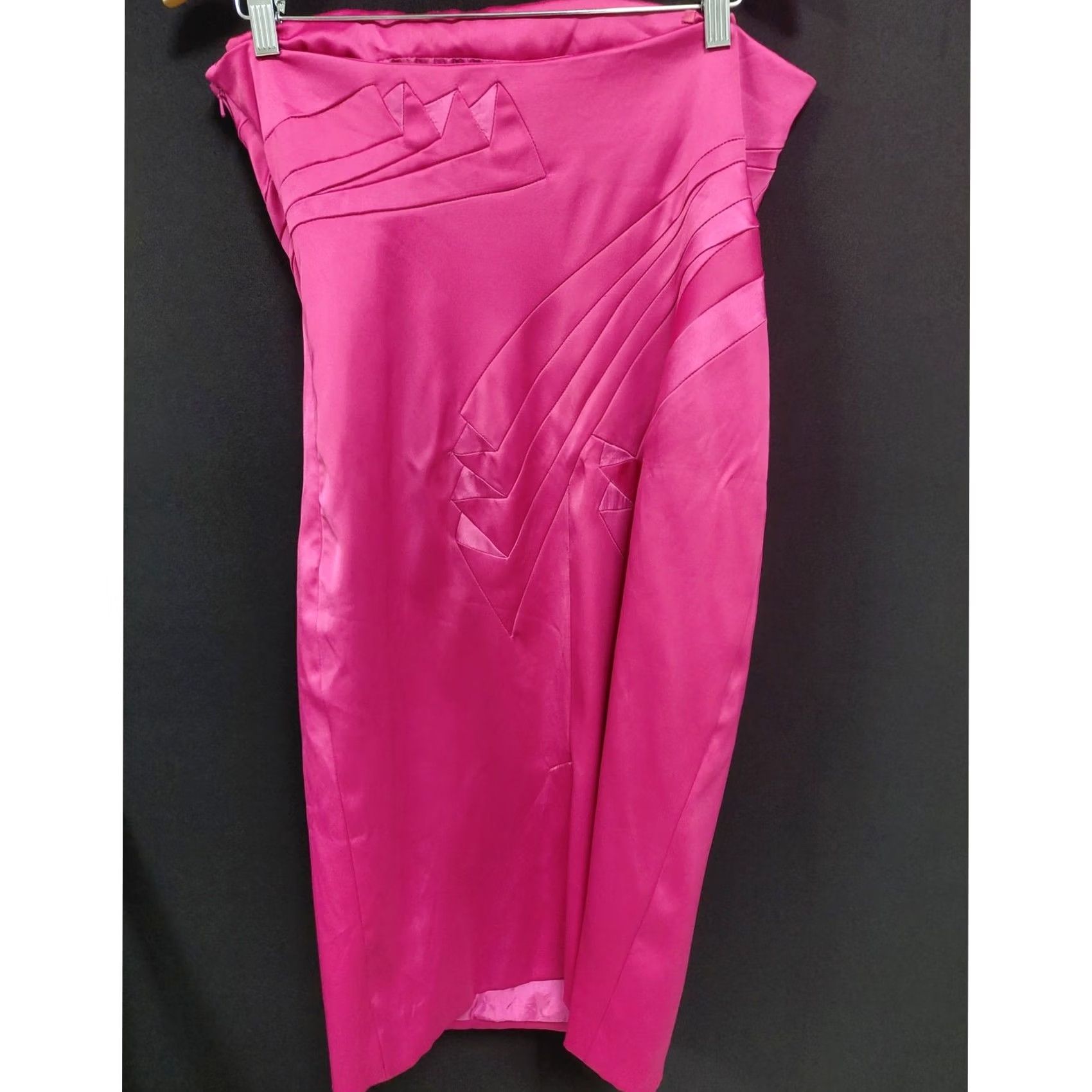 Karen Millen KAREN MILLEN ENGLAND Skirt Womens 12 Pink Acetate Silk Blend Pencil Size Size 34" / US 12 / IT 48 - 2 Thumbnail