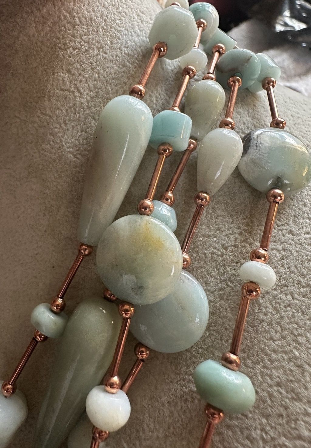 Handmade Multi Strand Amazonite Green Gem Stone Lg. Bead Aqua copper Size ONE SIZE - 6 Thumbnail