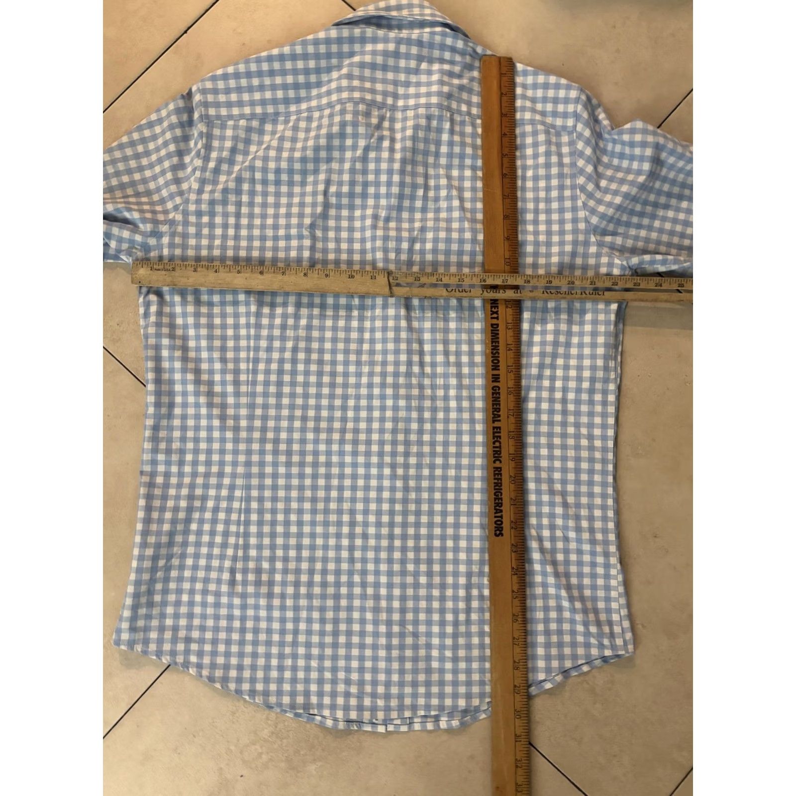 Mizzen+Main Mizzen+Main Leeward Dress Shirt Mens Large Blue White Gingham Trim Performance Shirt Size 40R - 5 Thumbnail