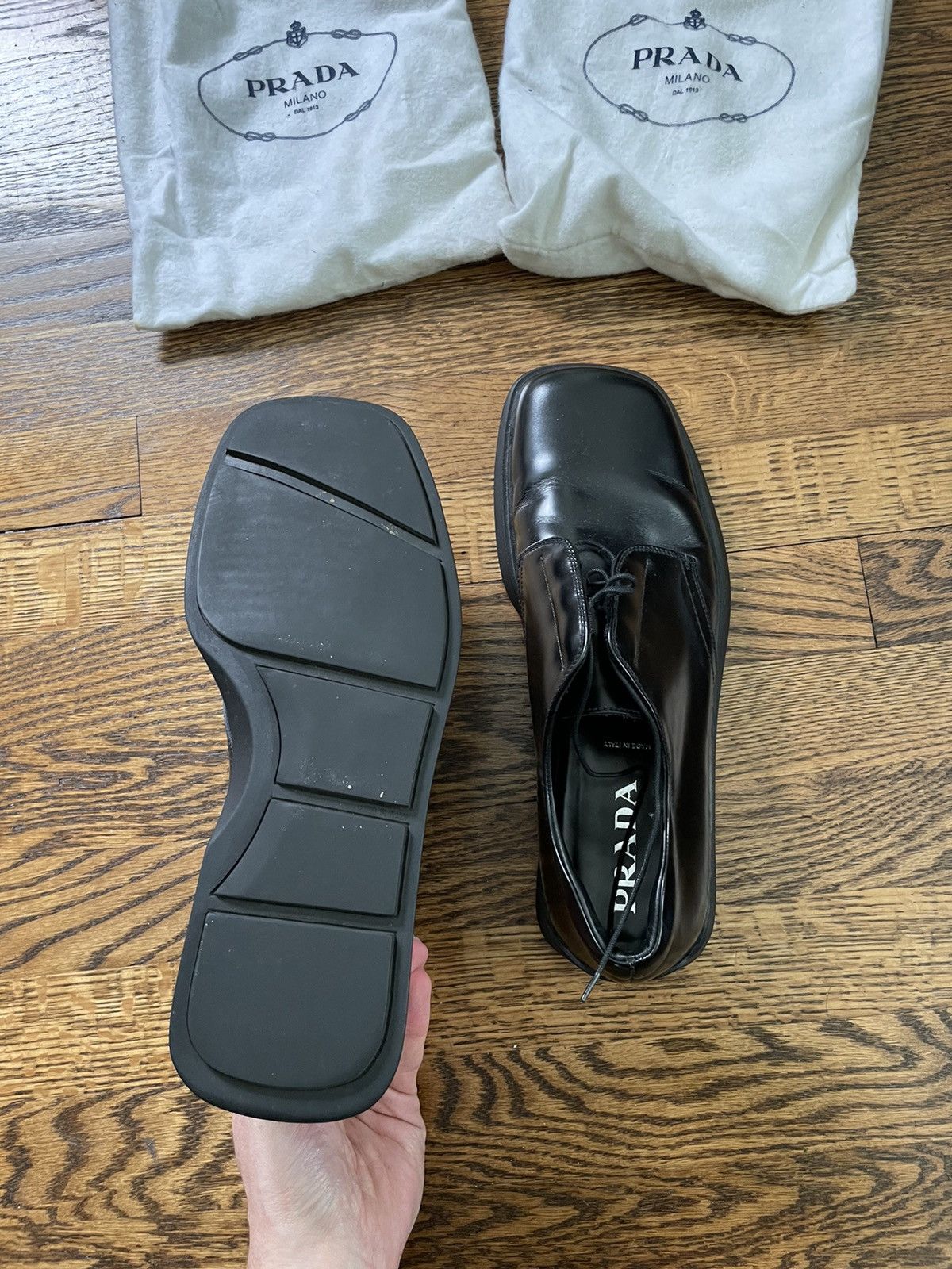 image of 2000’S Prada Derbies Shoes in Black, Men's (Size 9.5)