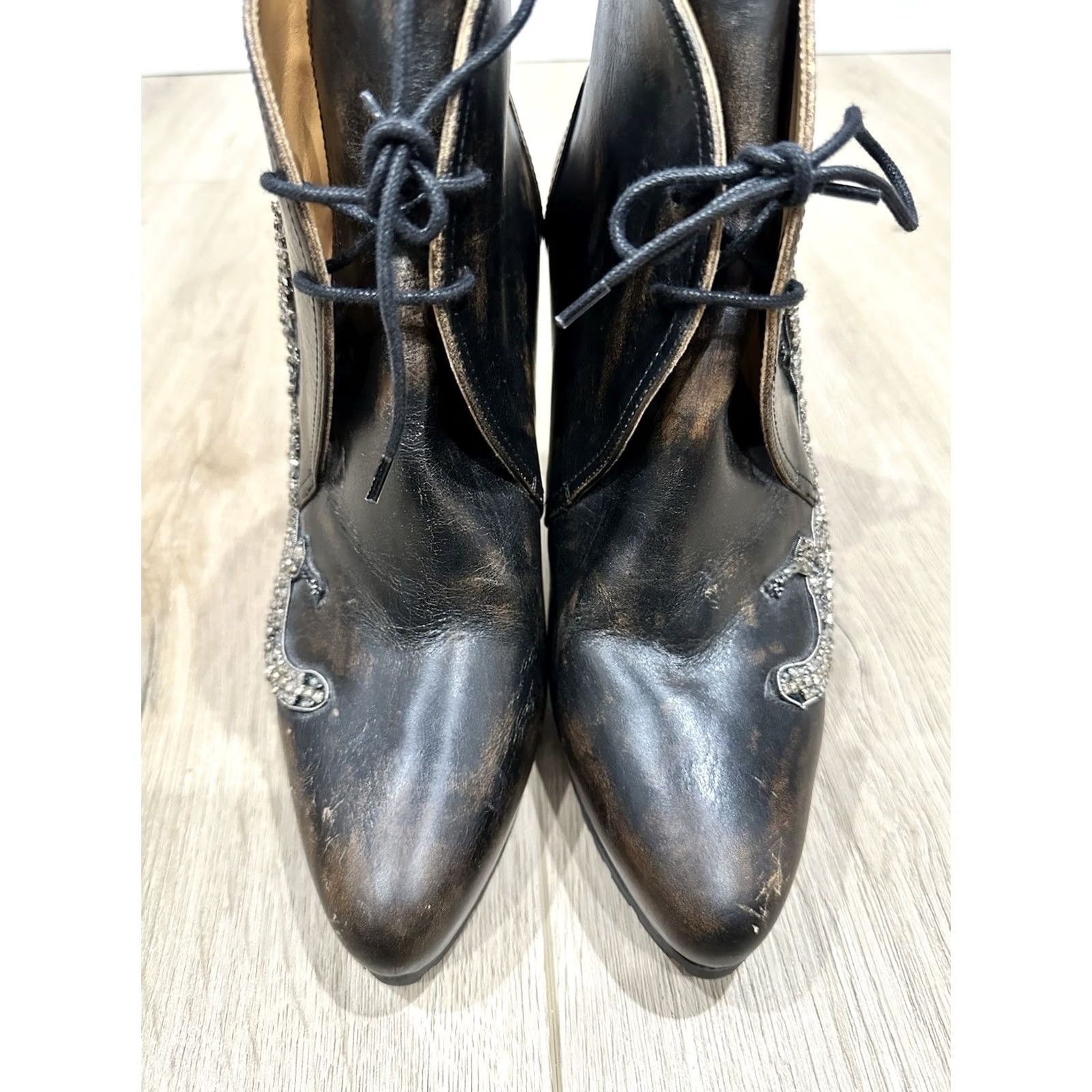 Ralph Lauren VINTAGE Ralph Lauren PURPLE LABEL Reanna Leather Bootie Heels Size 39 B Lizard Pump Size US 9 / IT 39 - 7 Thumbnail