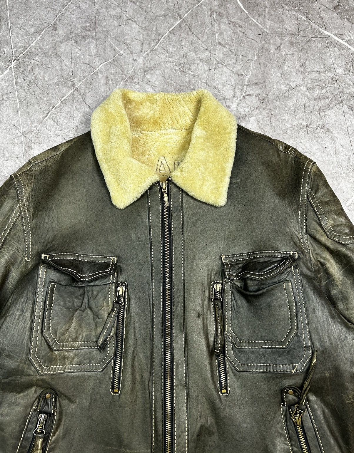 Vintage Leather Jacket faded crazy y2k Size US M / EU 48-50 / 2 - 6 Thumbnail