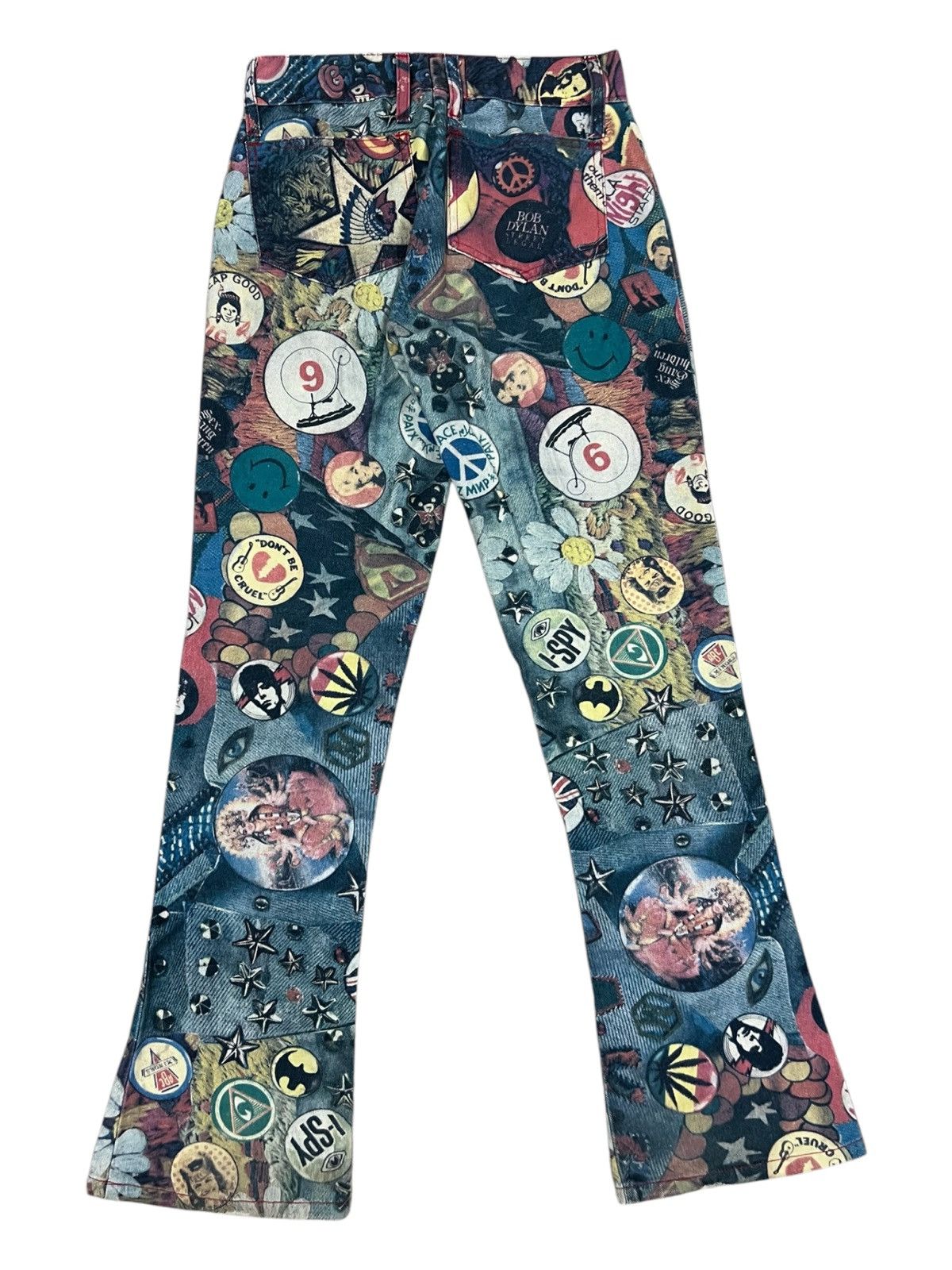 POP MAGAZINE × Vintage Vintage 1980s MODZART London Overprinted Flare Hem Jeans Size US 26 / EU 42 - 3 Thumbnail