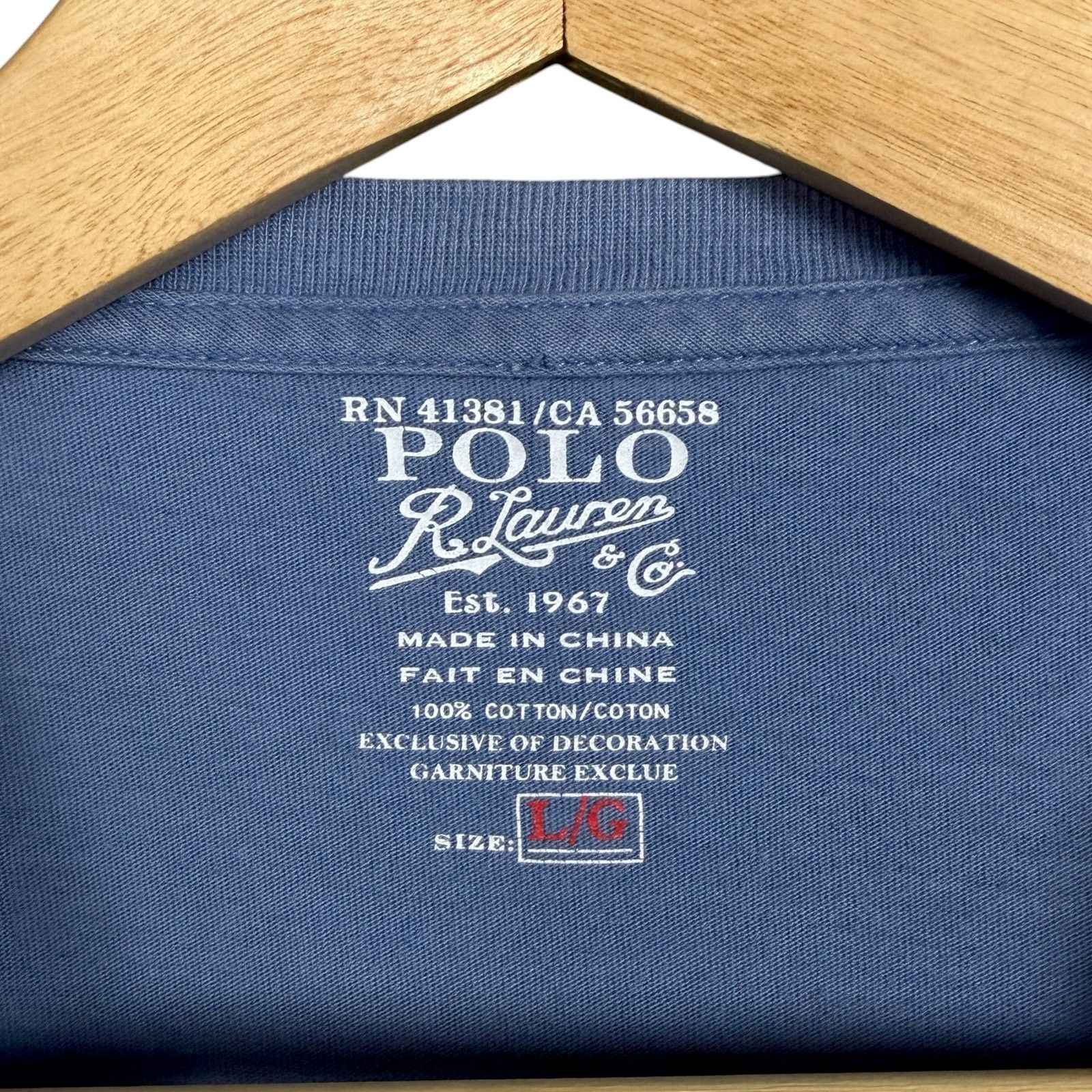 Polo Ralph Lauren Polo Ralph Lauren Mens Large 100% Cotton Blue V-Neck T-Shirt Size US L / EU 52-54 / 3 - 3 Thumbnail