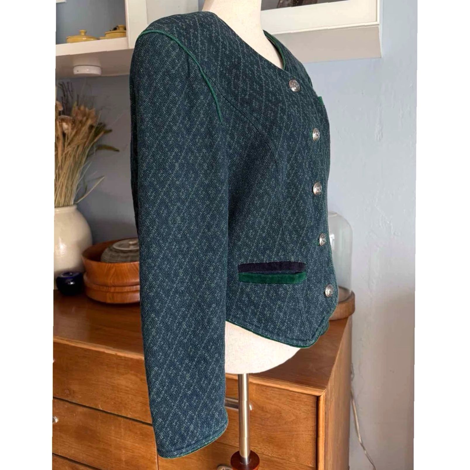 Sperry VINTAGE Perry Wool Trachten Tyrol Jacket Embroidered Dog Green Bavarian M Jacket Women's M Green Dog Embroidered Jacket Size M / US 6-8 / IT 42-44 - 5 Thumbnail