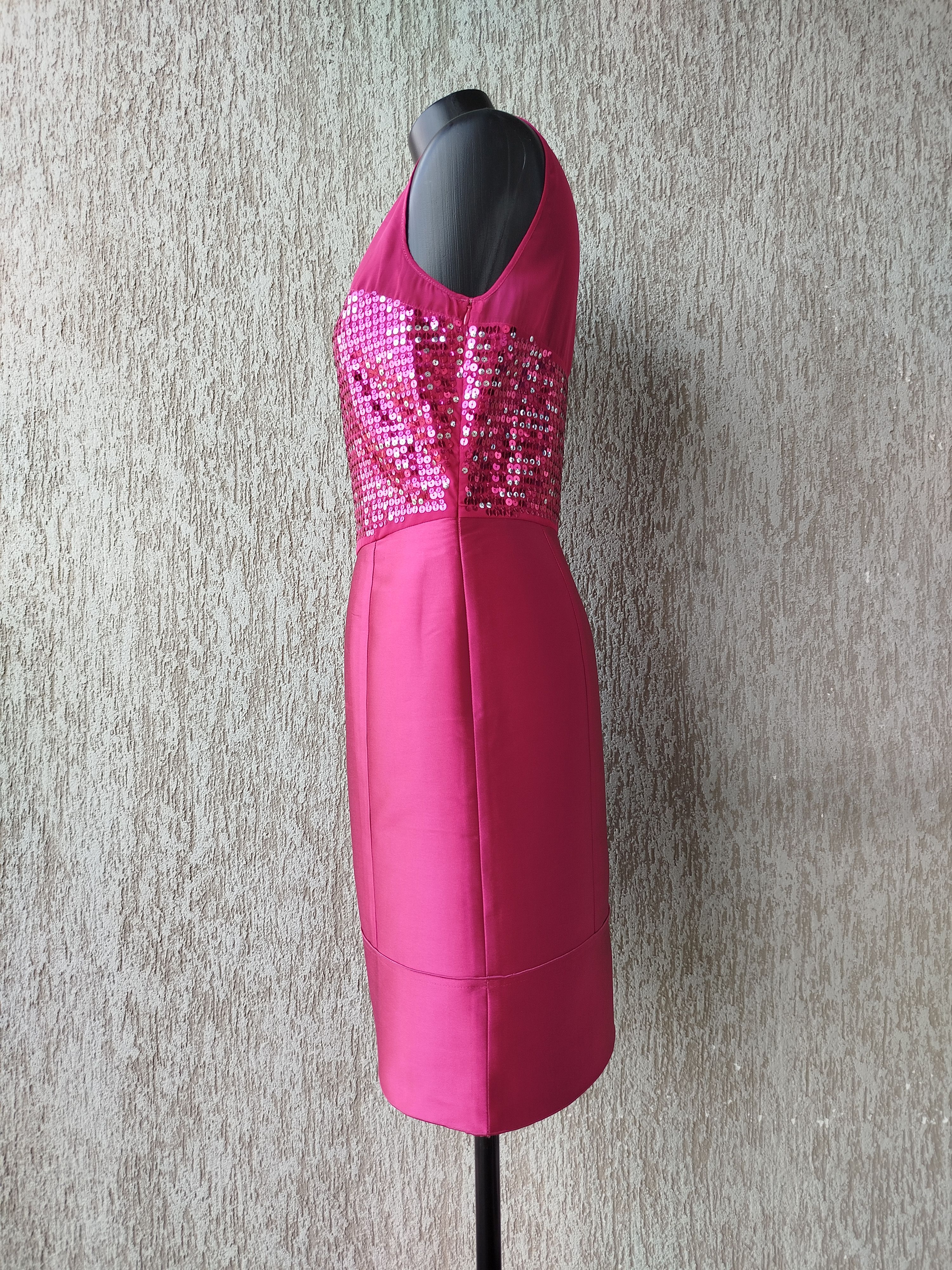 Blumarine Coctail Dress Fuchsia Sequins Brocade Vintage 00s Y2K Size M / US 6-8 / IT 42-44 - 8 Thumbnail