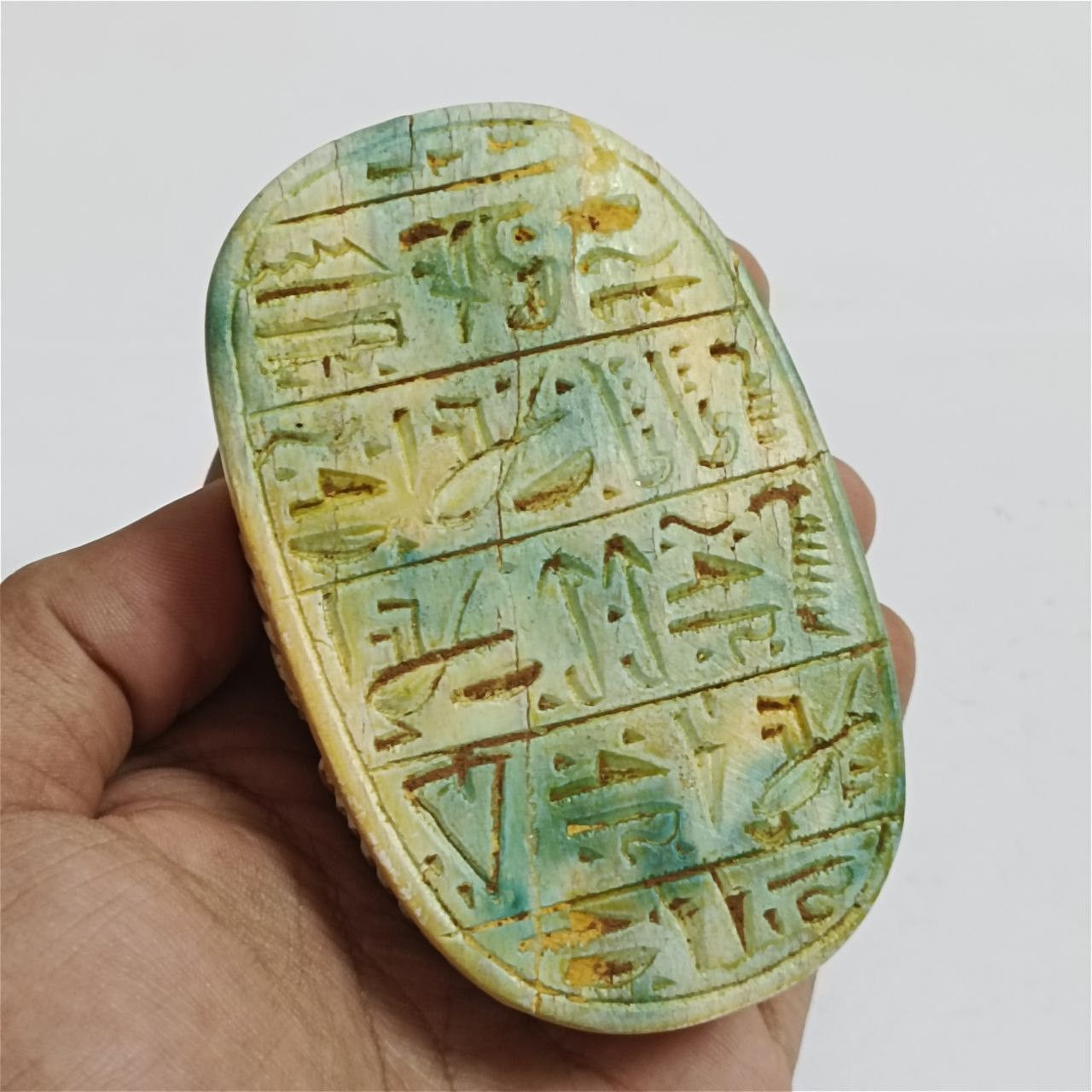 Handmade Hand-carved Egyptian Scarab – Vintage Stone Art, Size ONE SIZE - 5 Thumbnail