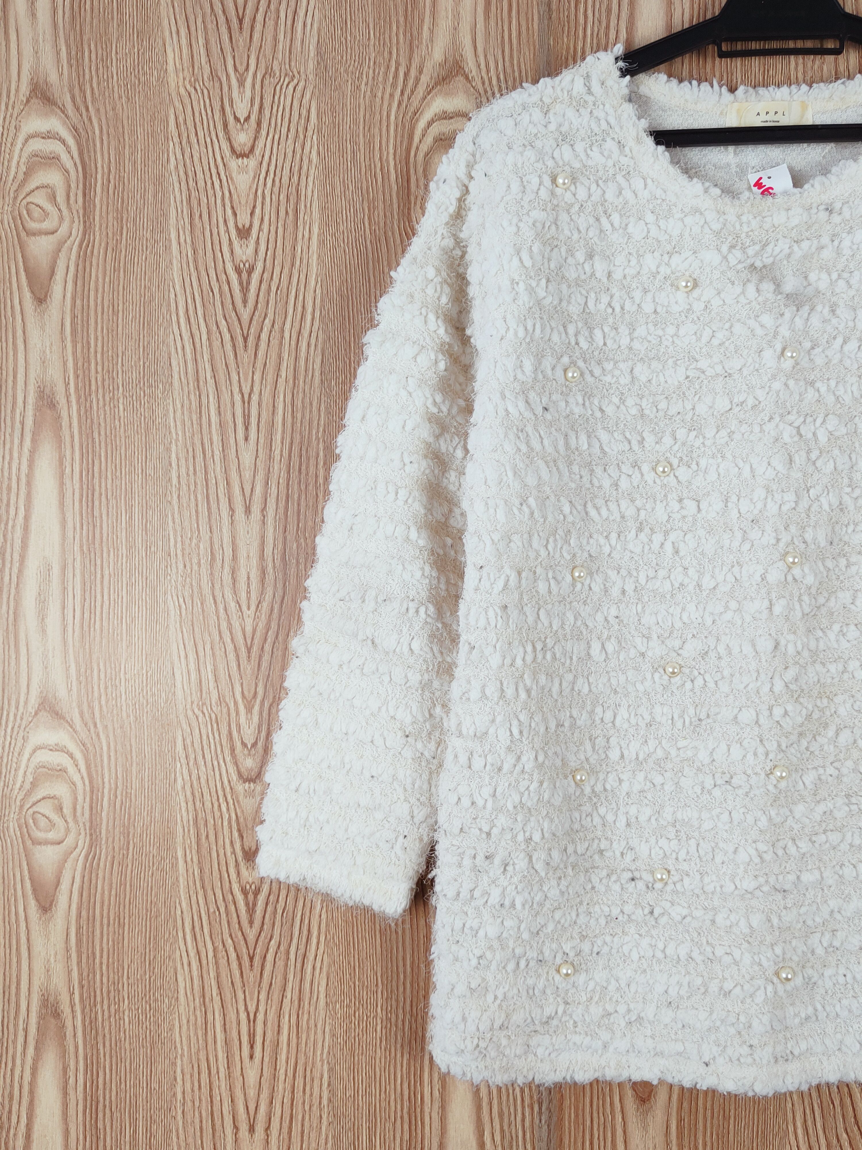 Japanese Brand APPL White Fur Mohair Knitwear #W682 Size M / US 6-8 / IT 42-44 - 3 Thumbnail
