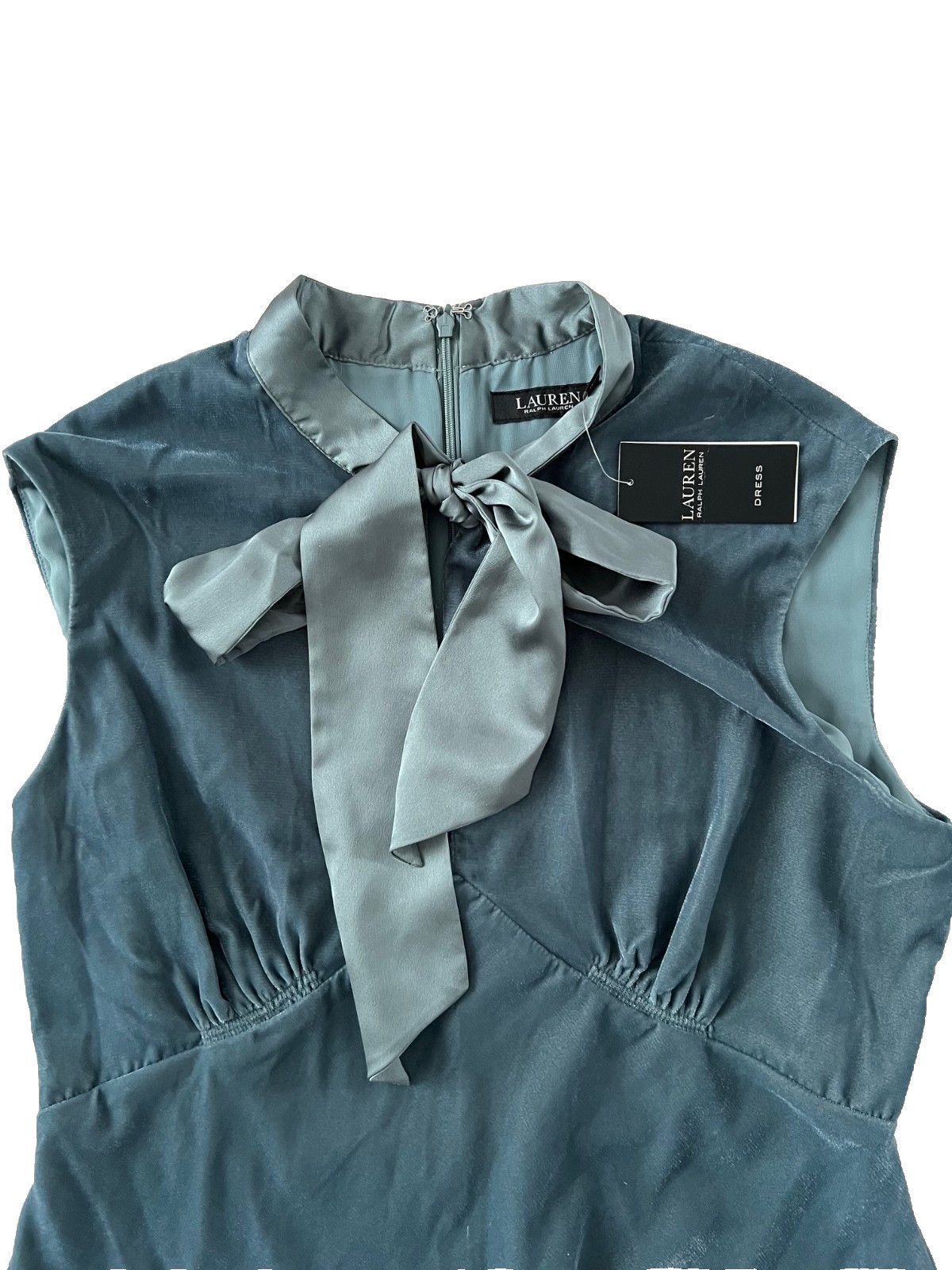 Ralph Lauren Lauren Ralph Lauren Tie-Neck Velvet Velour Dress Teal ( 14 ) Size XL / US 12-14 / IT 48-50 - 5 Thumbnail