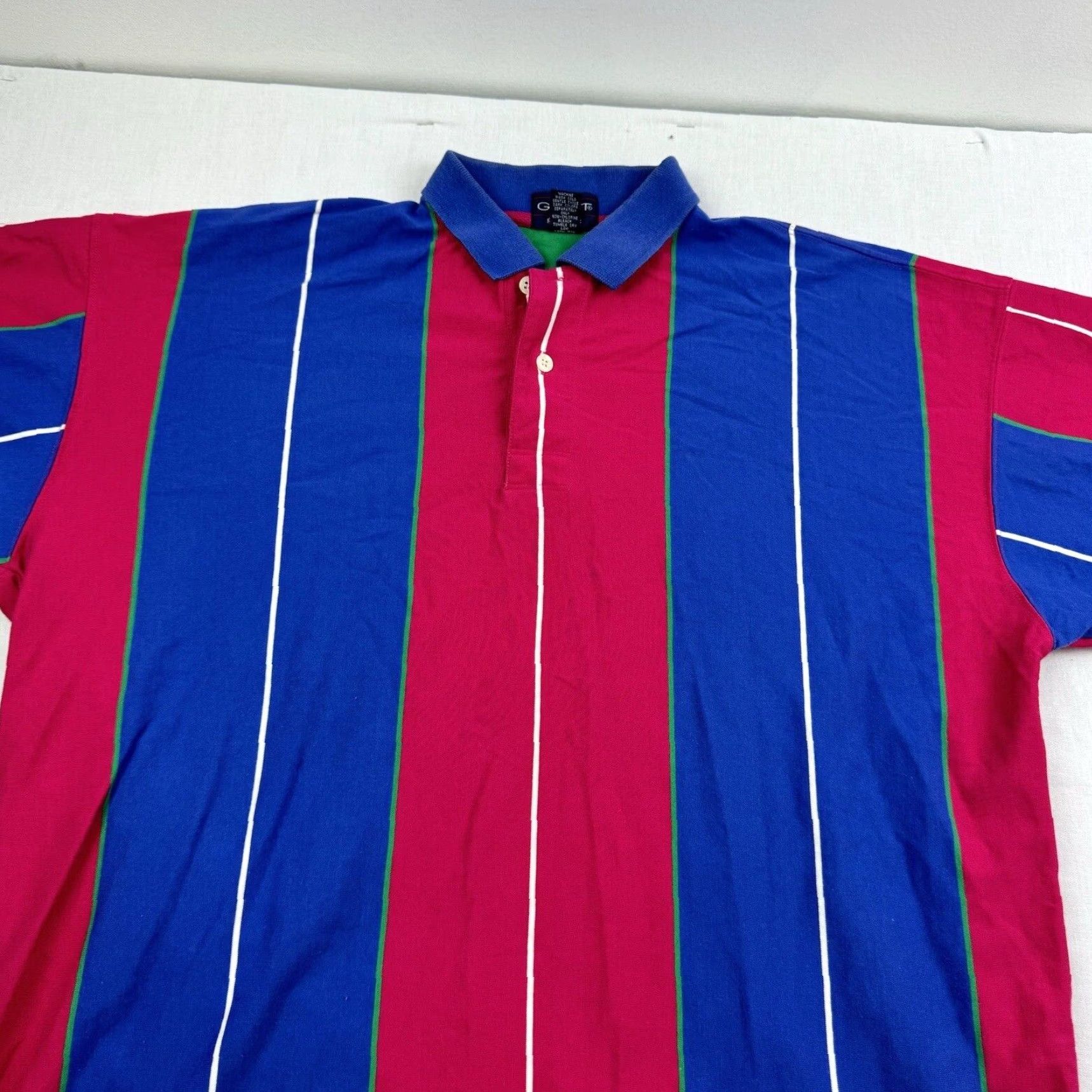 Gant VINTAGE GANT Polo Shirt Men Adult Large Blue Pink Striped 90s Preppy Rugger Classic Size US L / EU 52-54 / 3 - 2 Thumbnail
