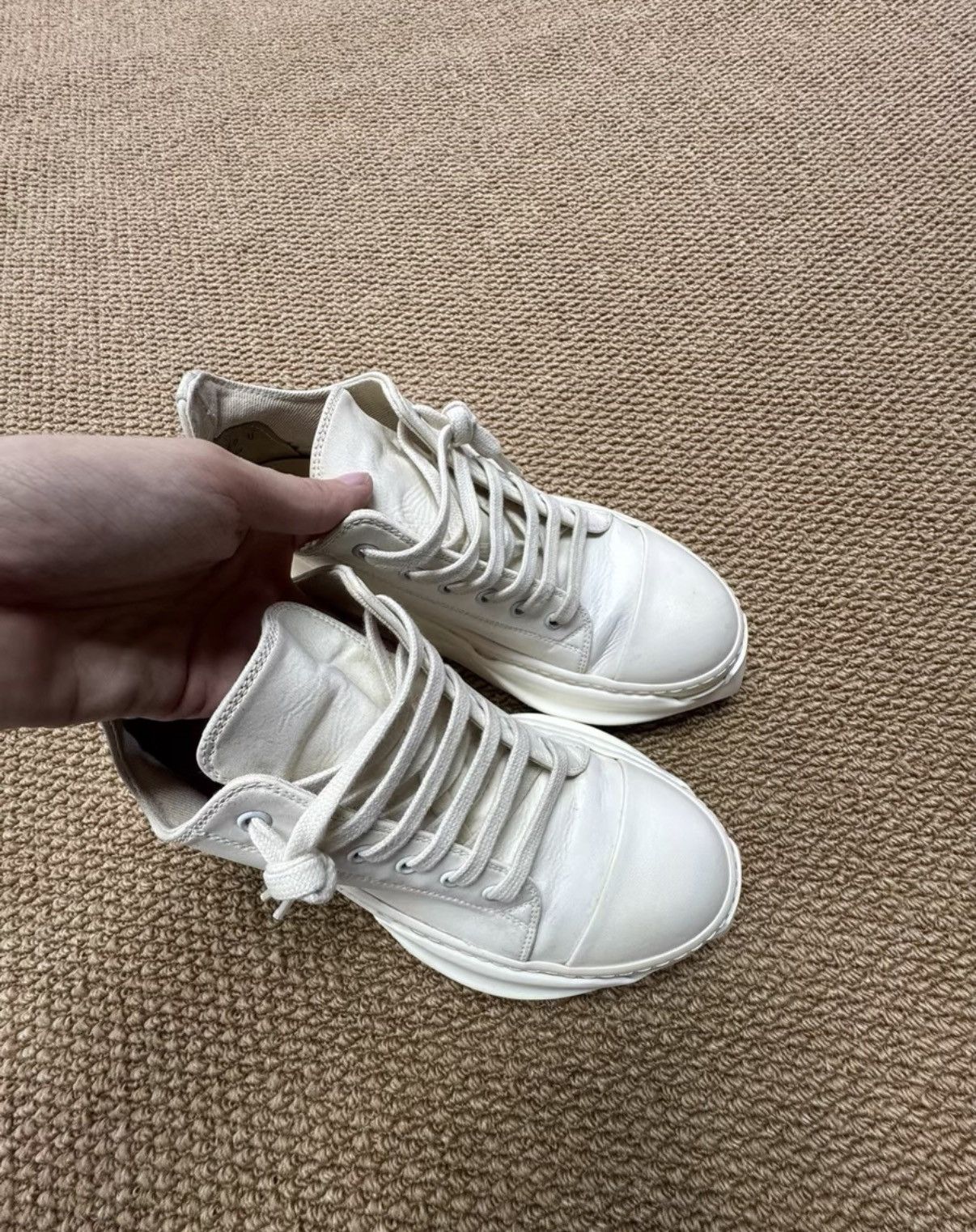 Rick Owens Rick Owens DRKSHDW Tank Sole Milk White Leather Sneakers K37 Size US 7 / EU 40 - 3 Thumbnail