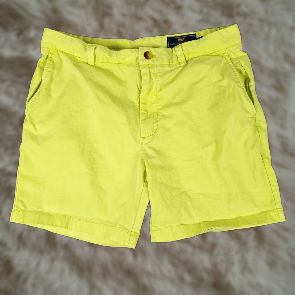 Vineyard Vines Vineyard Vines Shorts Mens Size 35 Lime Green/Yellow Casual Flat Front Chino Lounge? Size US 35 - 1 Thumbnail