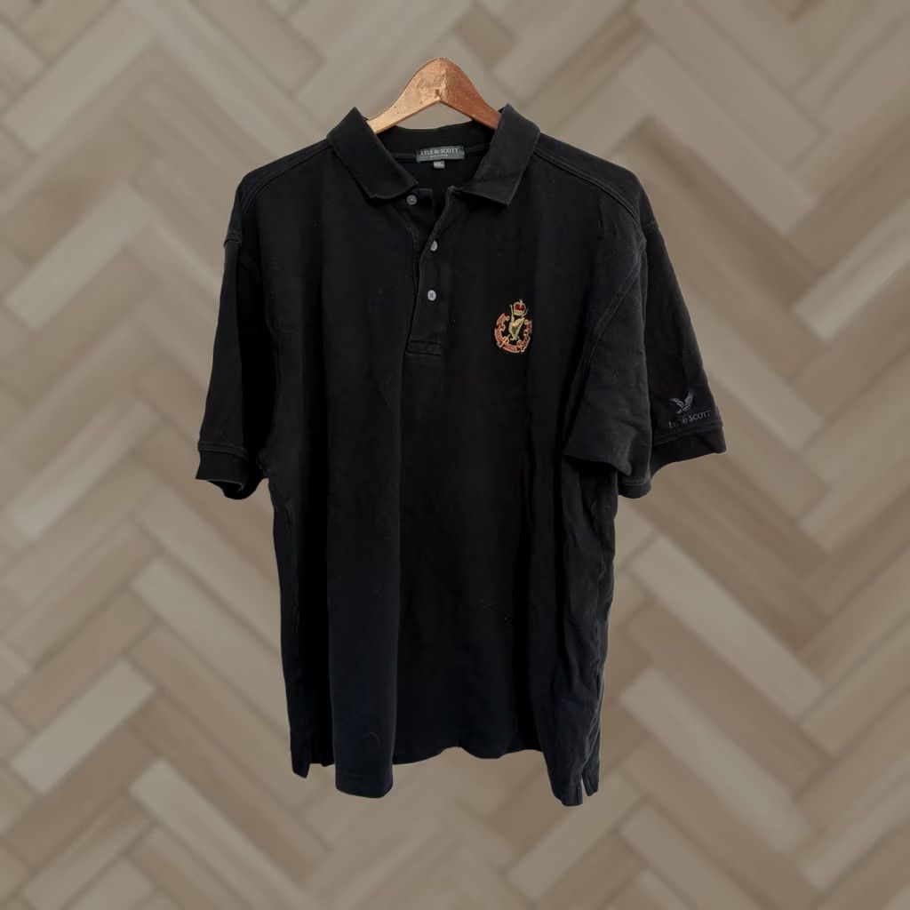 Lyle & Scott VINTAGE Lyle & Scott Royal County Down Golf Polo Shirt Mens 2XL Black Cotton Polo Short Sleeve Collared Embroidered Logo Buttons Size US XXL / EU 58 / 5 - 1 Thumbnail
