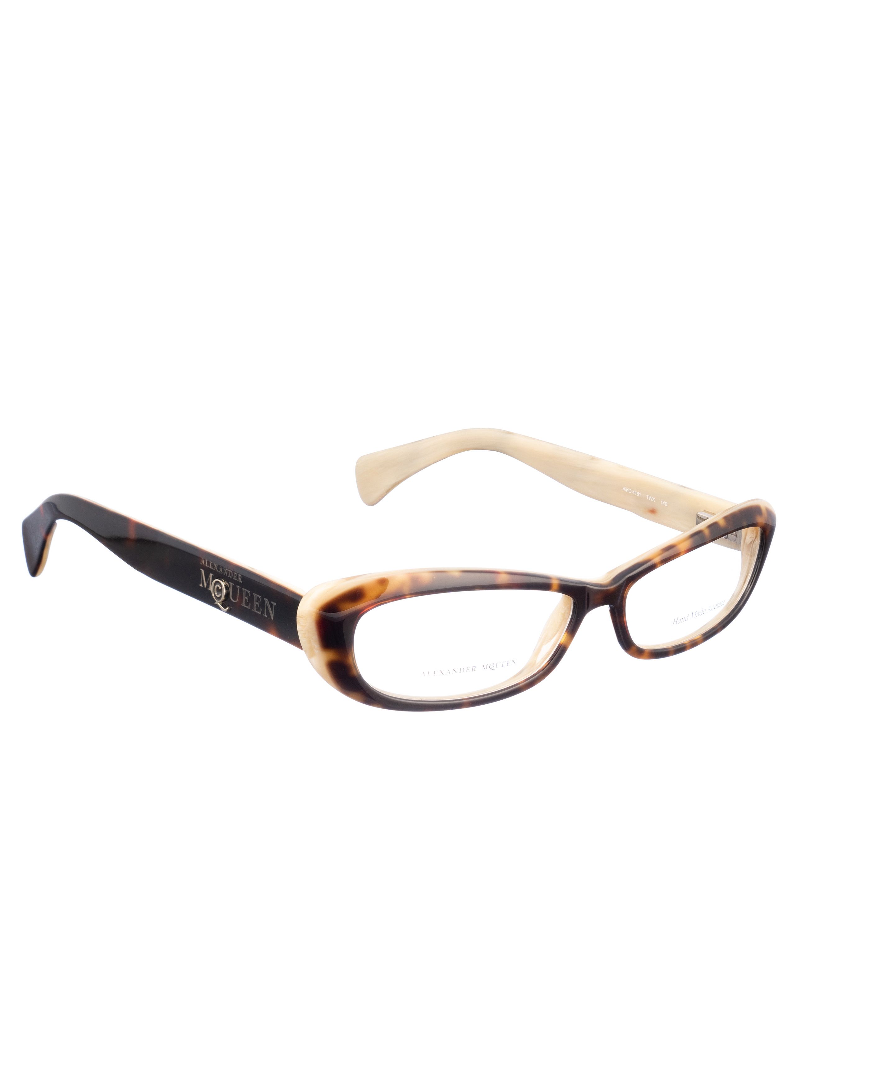Alexander McQueen × Vintage Alexander McQueen 90s Cream Cheetah Cat-Eye Glasses Size ONE SIZE - 3 Thumbnail