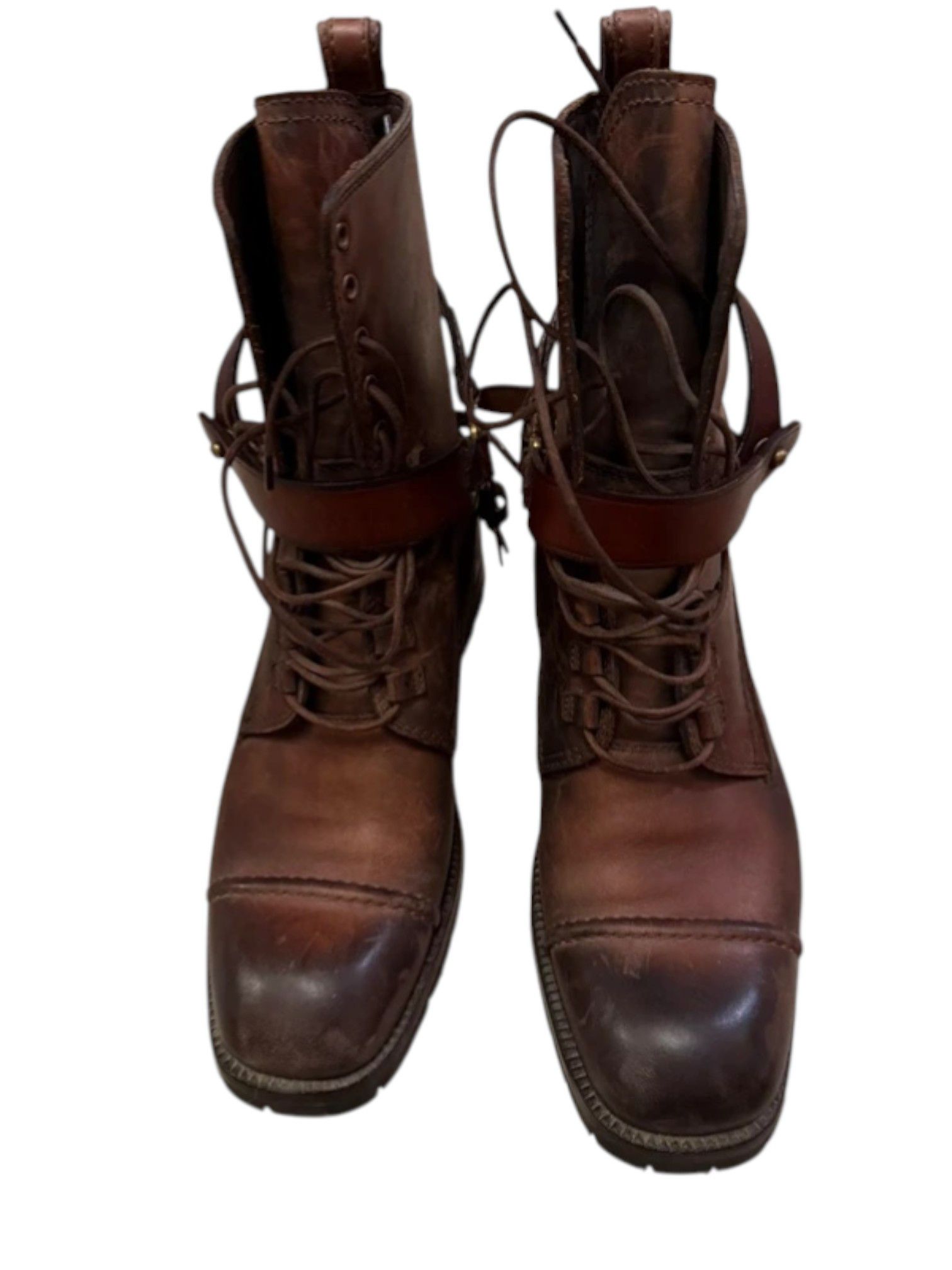 Dolce & Gabbana Brown Harness Lace-Up Combat Boots