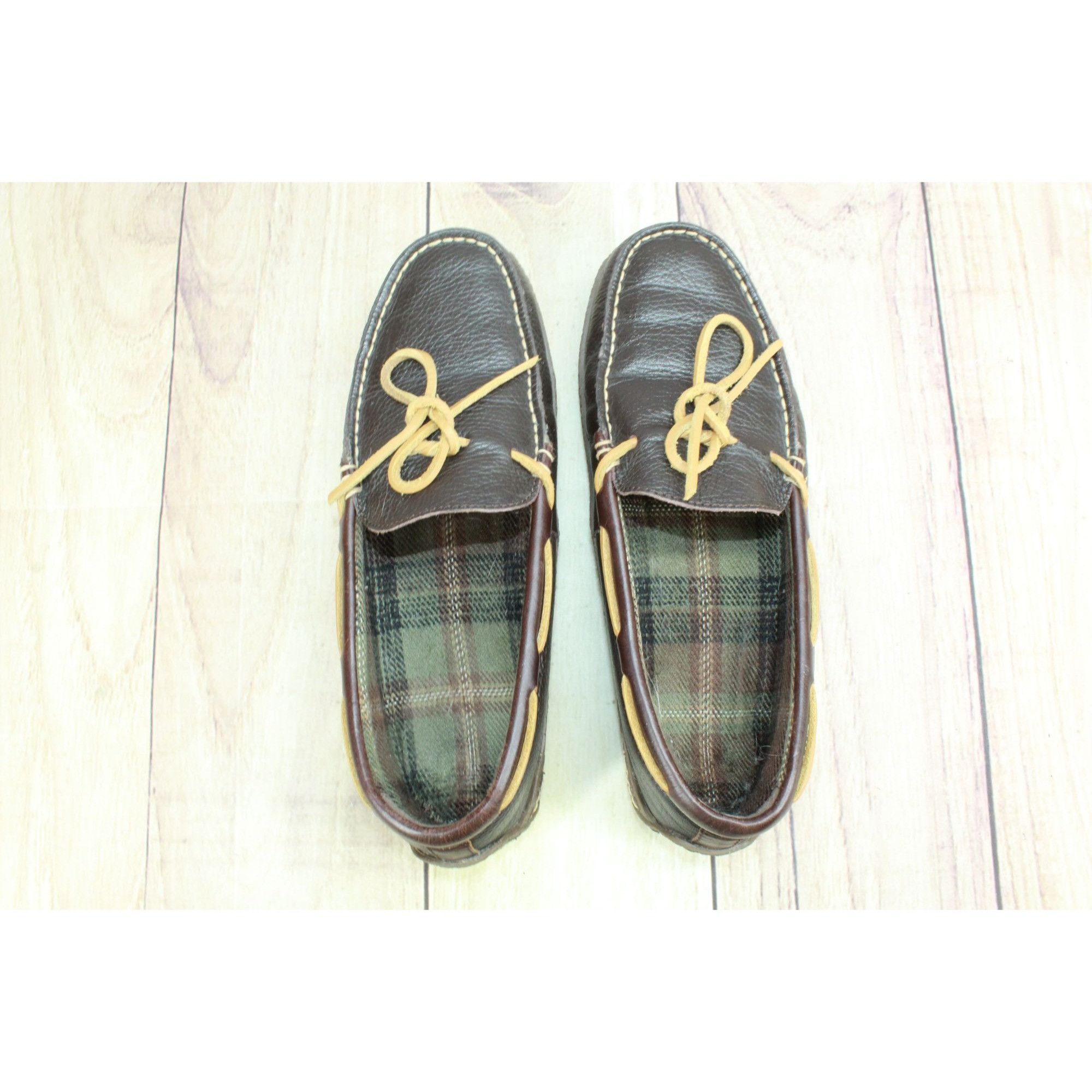 L.L. Bean × Leather LL Bean Men's Leather Flannel Lined Moccasin Slippers 8 M Size US 8 / EU 41 - 7 Thumbnail